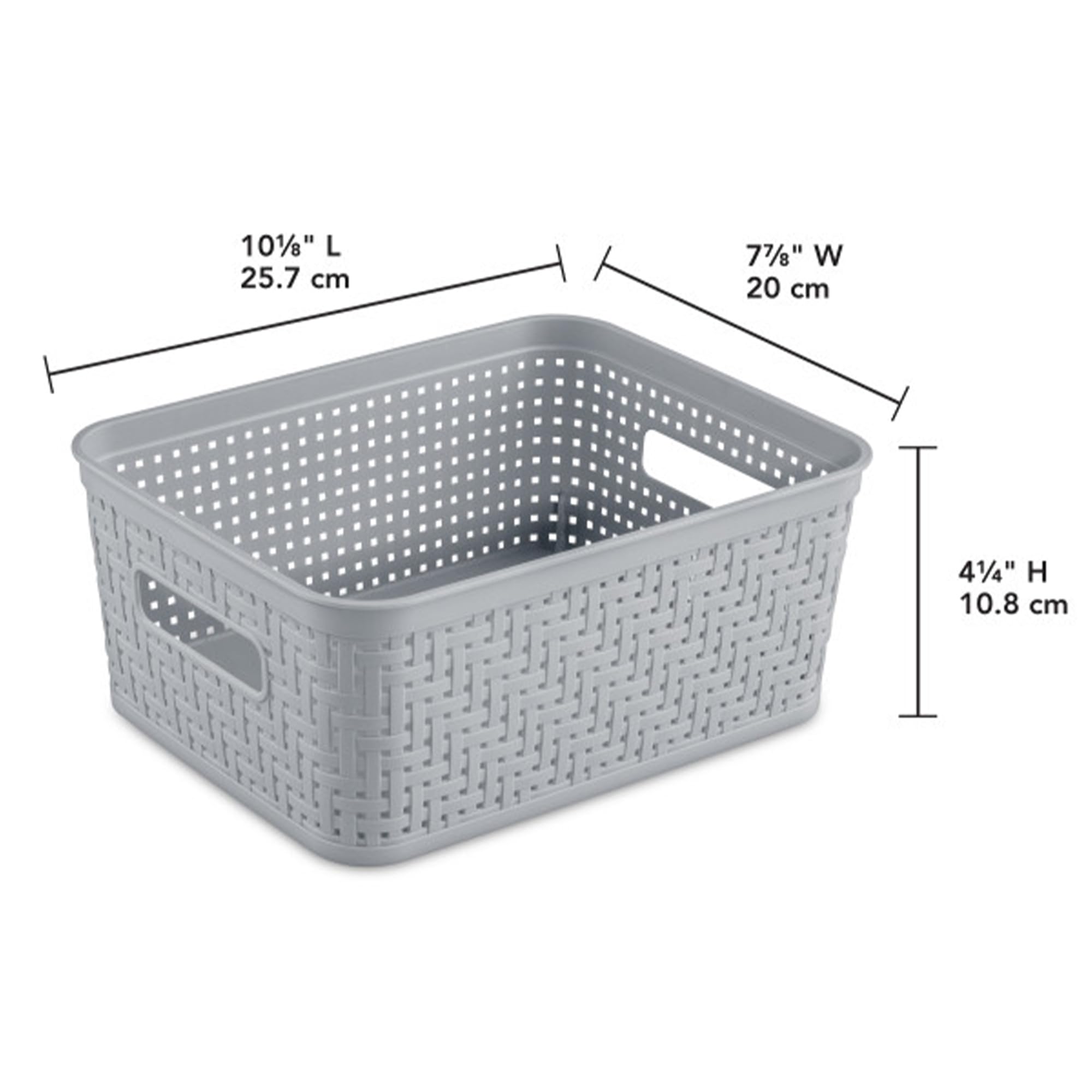 Sterilite 16 Pack Plastic Storage Bin Organization Containers, Short Baskets, Cement