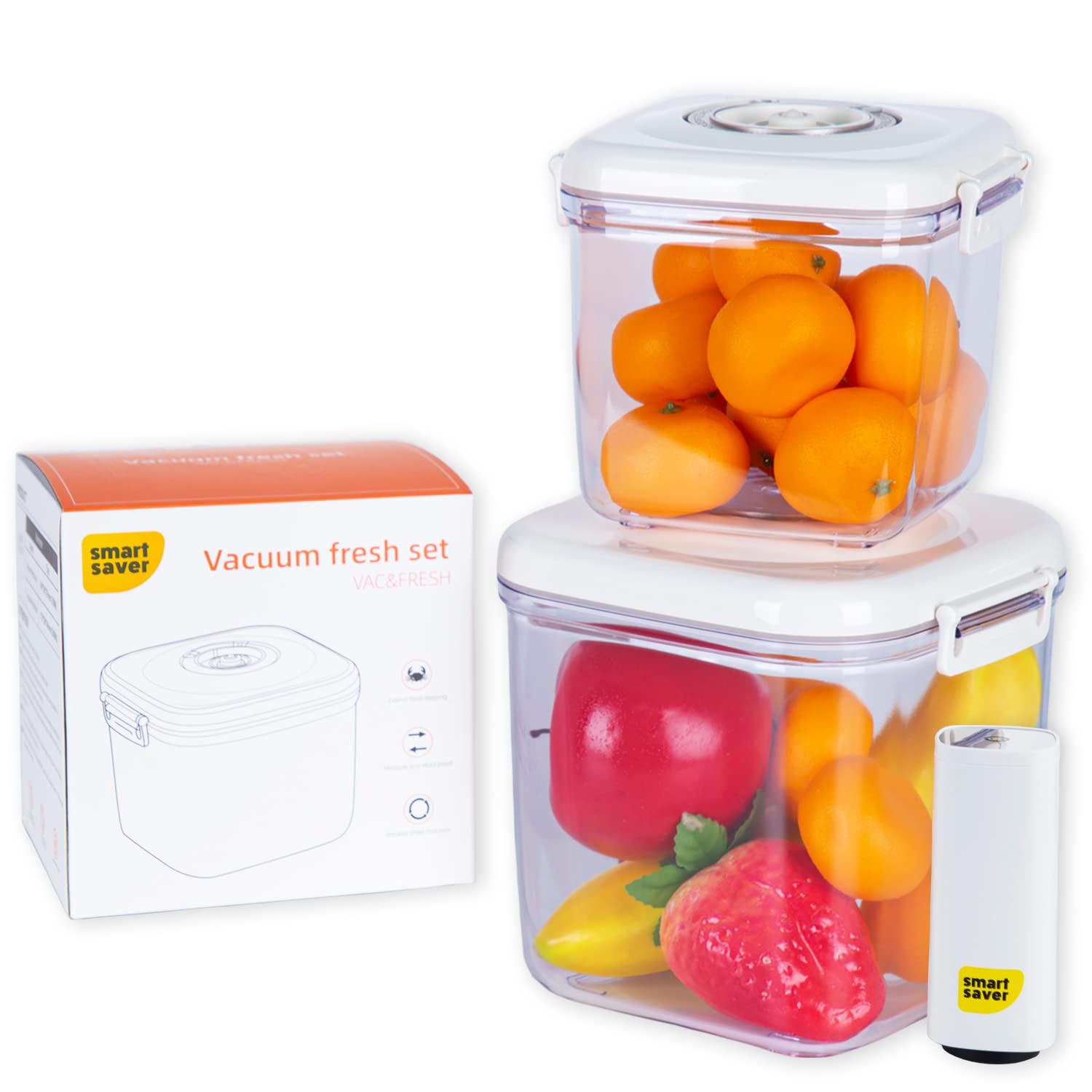 Smart Saver Food Storage Vacuum Seal Containers Sets With Automatic Vacuum Sealer Pump  Food Storage Containers With Lids For K