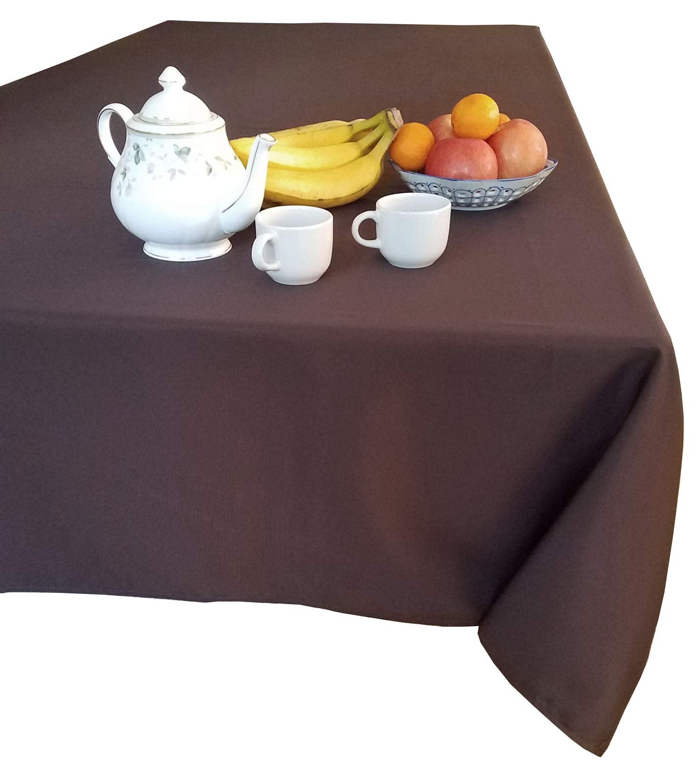 Tektrum 70 X 70 Inch 70''X70'' Square Polyester Tablecloth - Thick/Heavy Duty/Durable Fabric (Chocolate)