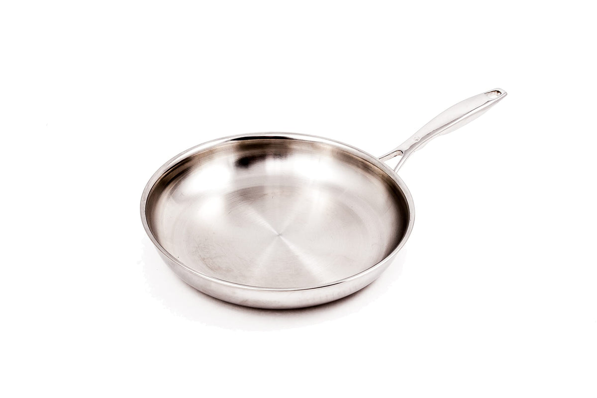 Swiss Diamond Premium Clad 5-Ply Stainless Steel 11 Inch Frying Pan With Satin Exterior Finish, Induction Compatible Skillet - O