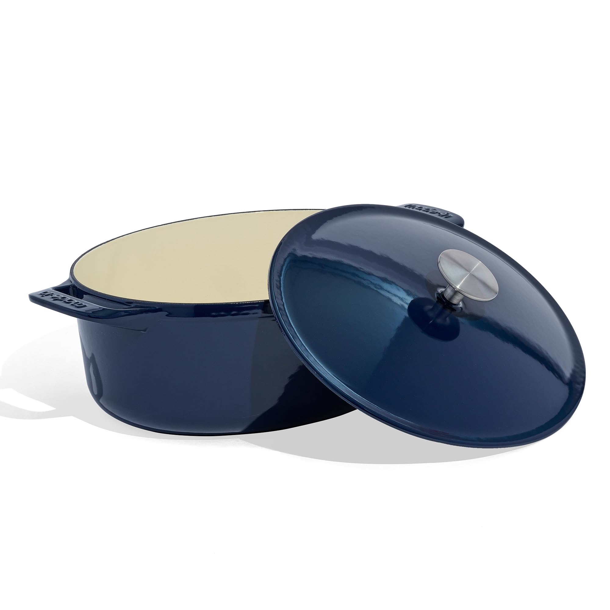 Made In Cookware - Oval Dutch Oven 7.5 Quart - Blue - Enameled Cast Iron - Exceptional Heat Retention & Durability - Professiona
