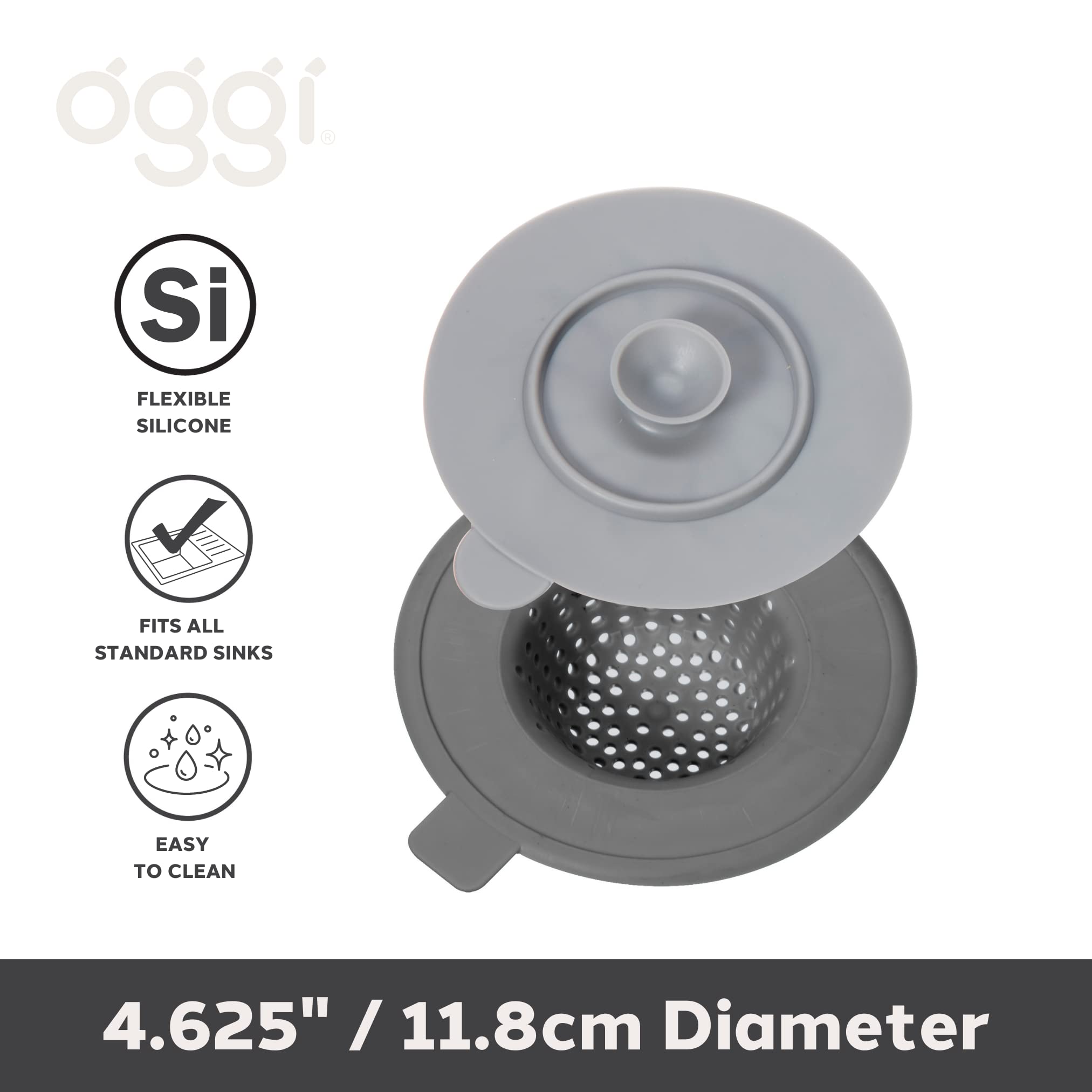 Oggi Silicone Sink Strainer & Stopper Set- Great Kitchen Sink Strainer, Silicone Drain Stopper, Sink Drain Strainer, Sink Plug 4