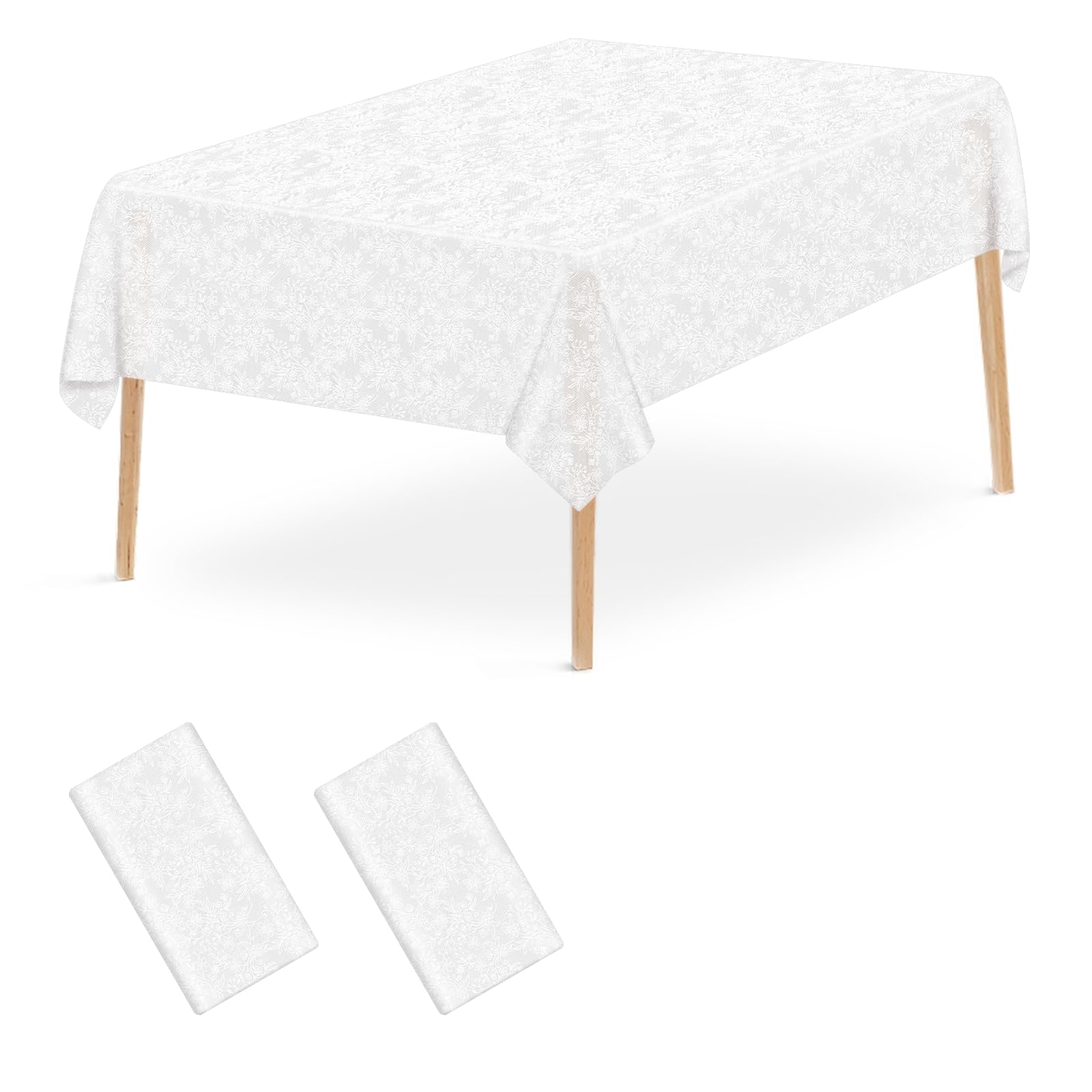 Mulbozy 2 Pcs Plastic Lace Tablecloth, Spill-Proof White Lace Tablecloth, 54 X 108 Inches Lace Tablecloth Rectangular For Weddin