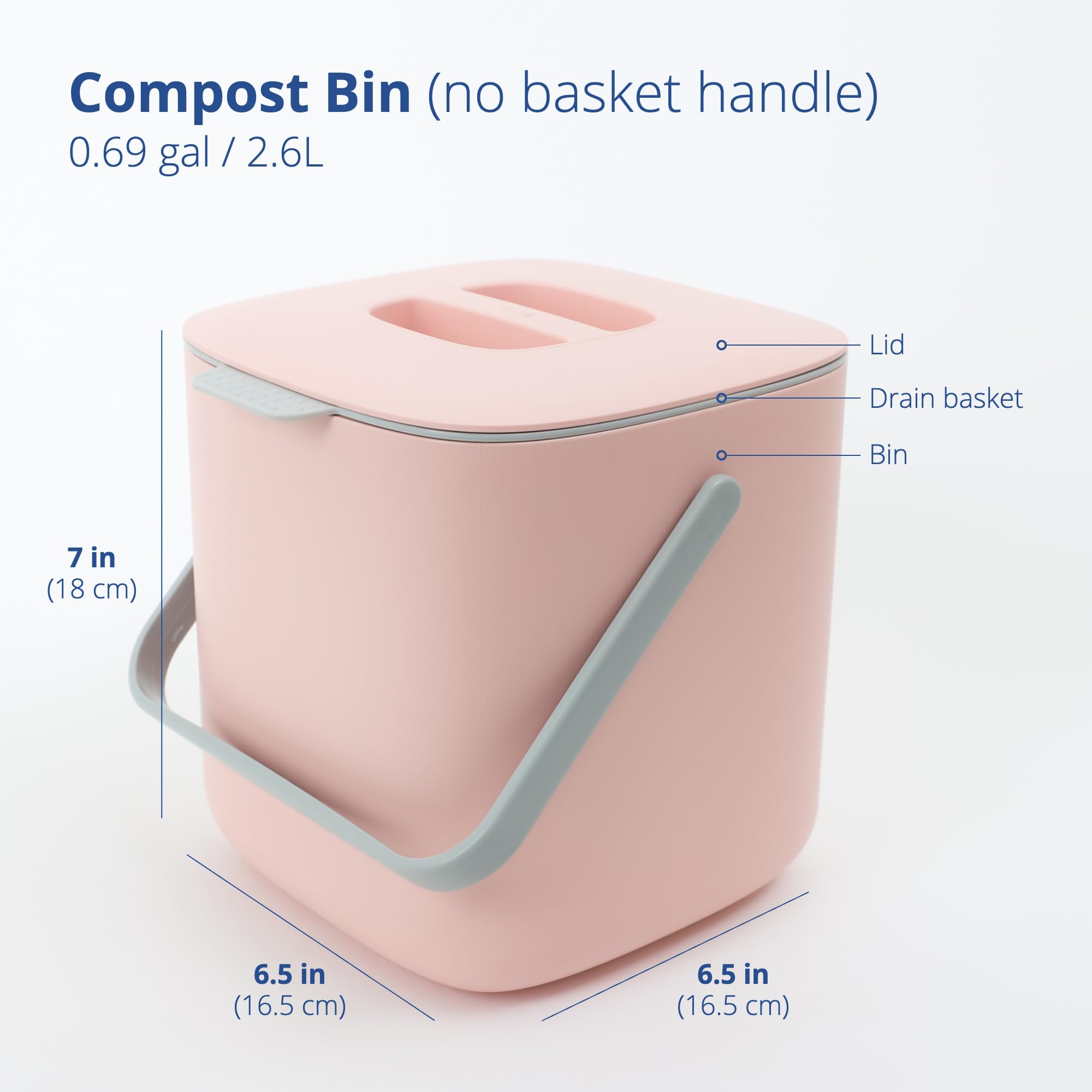 Blue Ginkgo Kitchen Compost Bin - 0.69 Gal / 2.6L Easy Clean Food Waste Bin For Kitchen | Countertop Compost Bin Kitchen Food Sc
