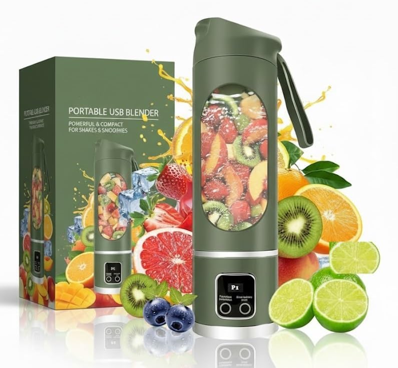Olyra 500Ml Portable Blender Juicer Bottle, Usb Rechargeable Personal Mixer Grinder For Smoothies & Shakes, 30S Quick Blending, 