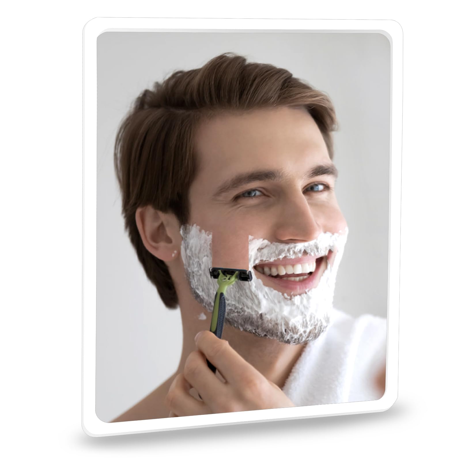 YoHumk Fog Free Shower Mirror (9 * 7 inch) 3M Adhesive Anti-Fog Bathroom Wall Mirror, Plastic Fogless Shower Makeup Mirror for S