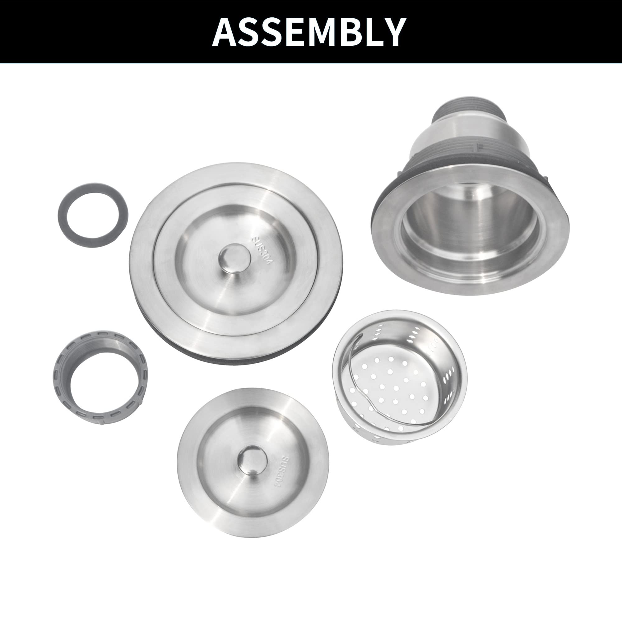 Lynnado Sink Strainer Kitchen Sink Drain Assembly Kit 3-1/2 Inch With Kitchen Sink Drain Basket,304 Stainless Steel Sink Stopper