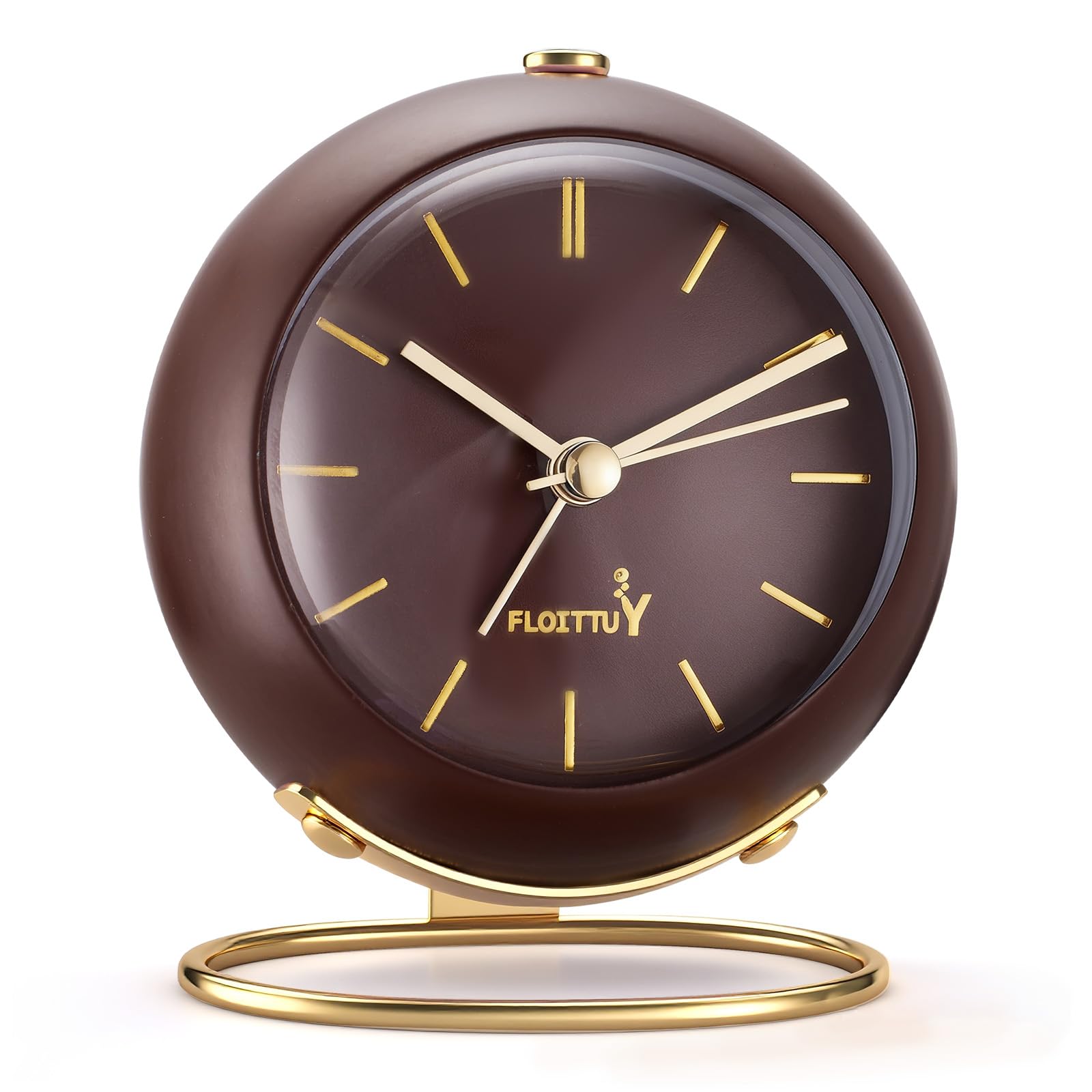 FLOITTUY Silent Table Analog Alarm Clock No Ticking, Lighted on Demand and Battery Operated, Beep Sounds, Small Desk Clock(Air P