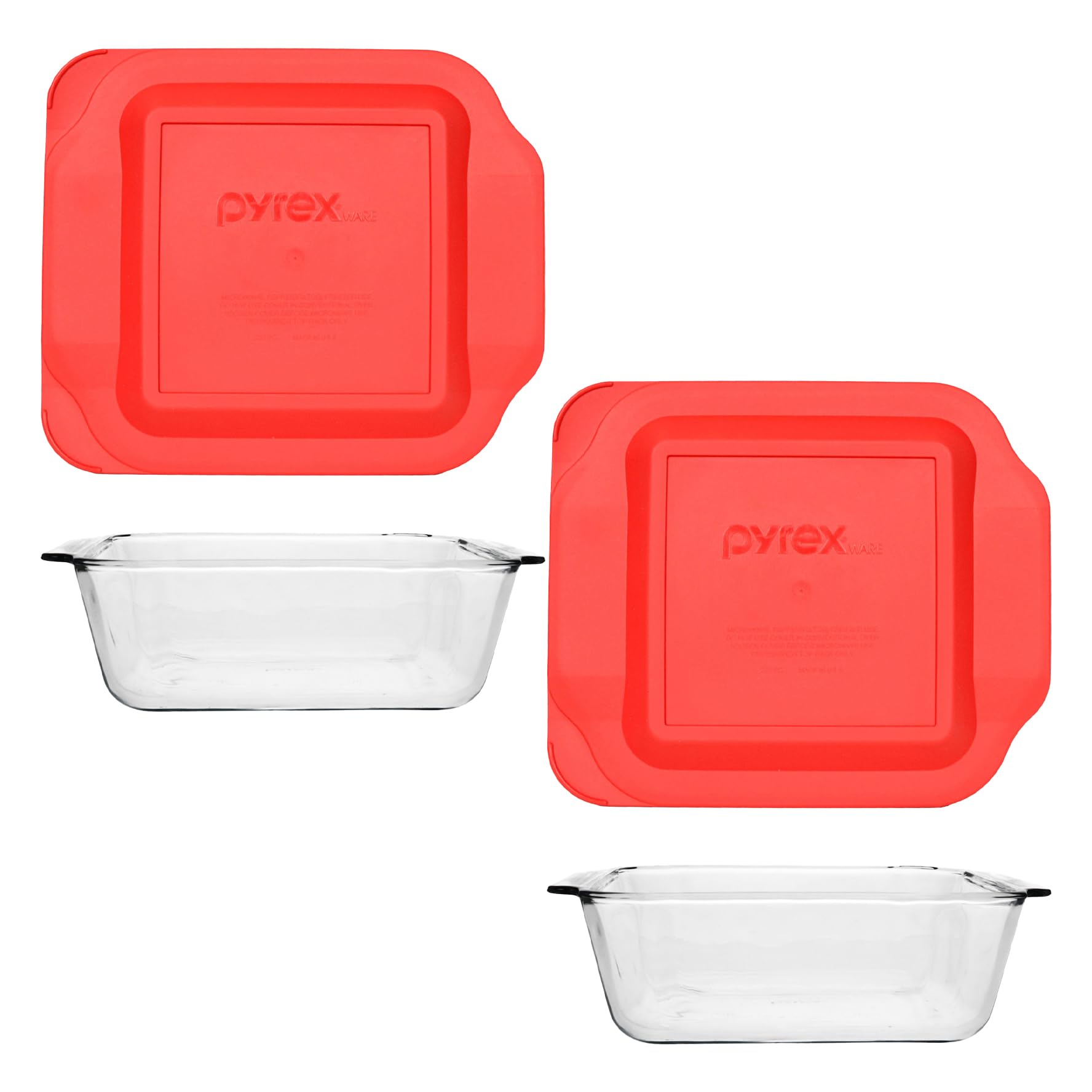 Pyrex 222D (2.5Qt) Baking Dishes with Red Lids (2Pack)  Made in USA