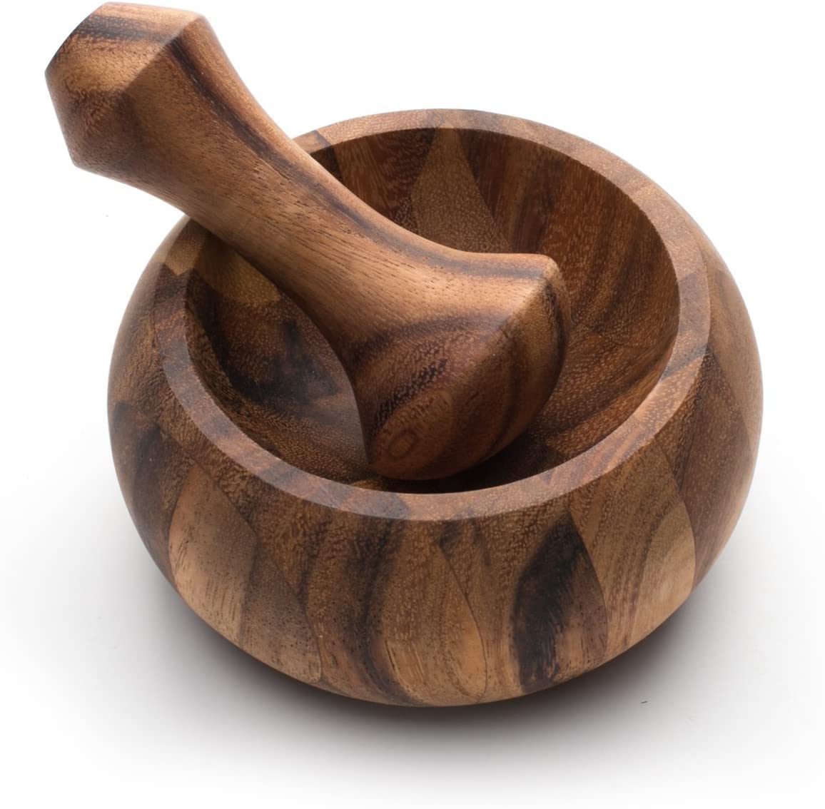 IBLAY Mortar and Pestle, Acacia Wood Herb Spice Masher Mortar,Pestle Grinder/Chopper for Herbs, for Garlic Press, Coffee Grinder