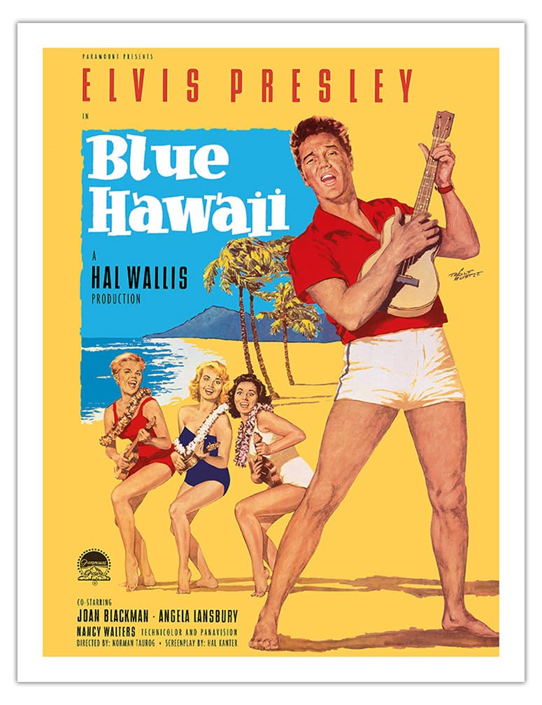 Elvis Presley In Blue Hawaii - Vintage Film Movie Poster By Rolf Goetze C.1961 - Fine Art Matte Paper Print (Unframed) 20X26In