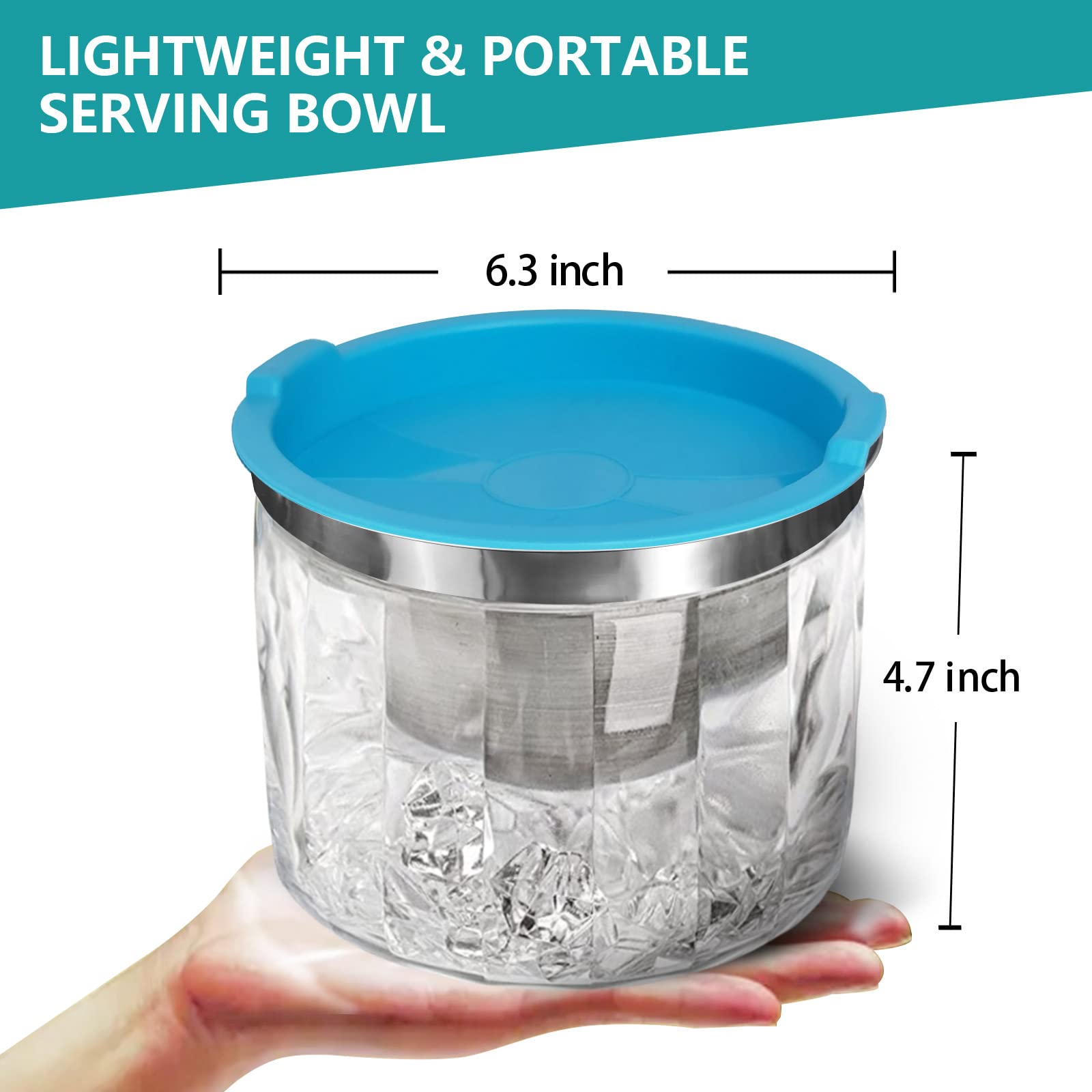 Innovative Life Ice Chilled Dip Bowl 2Pack, 25Oz Stainless Steel Serving Bowl With Acrylic Base, Iced Salad Bowl For Fruit, Sauc