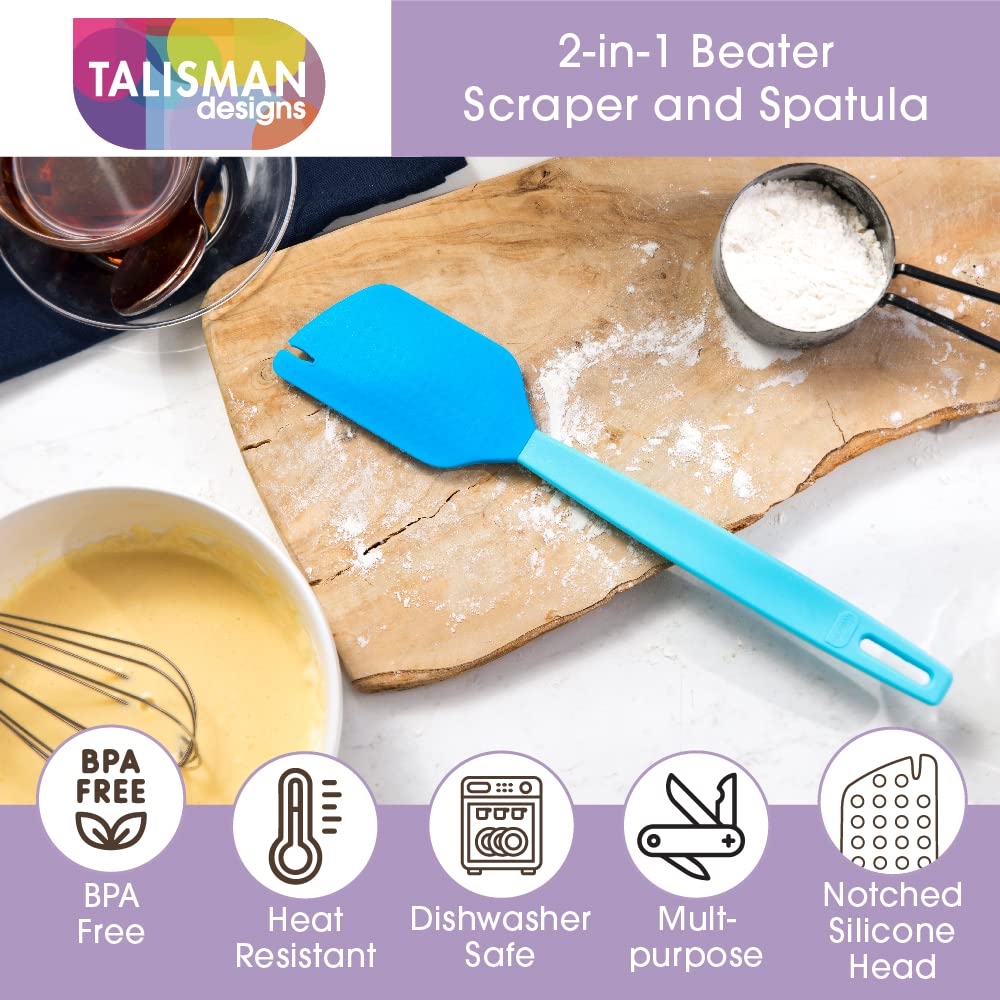 Talisman Designs 2-In-1 Beater Scraper & Spatula | Baking & Cooking Kitchen Tool | Multipurpose Utensil | Spatula Baking Scraper