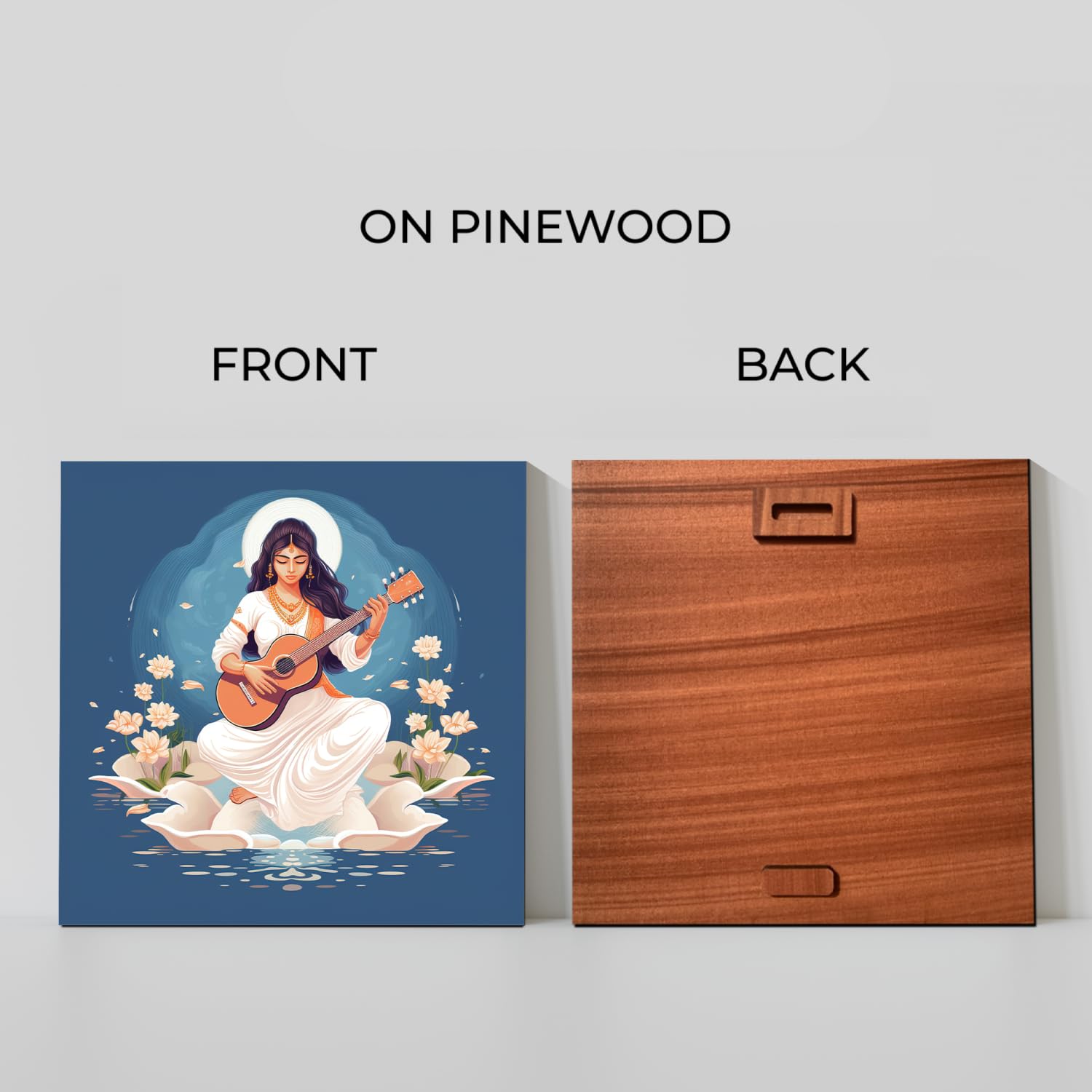 Chalk My Theme Goddess Saraswati Blue Wood Print Wall Art Home Decor, Living Room, Bedroom, Cafe, Room Painting For Wall Decorat