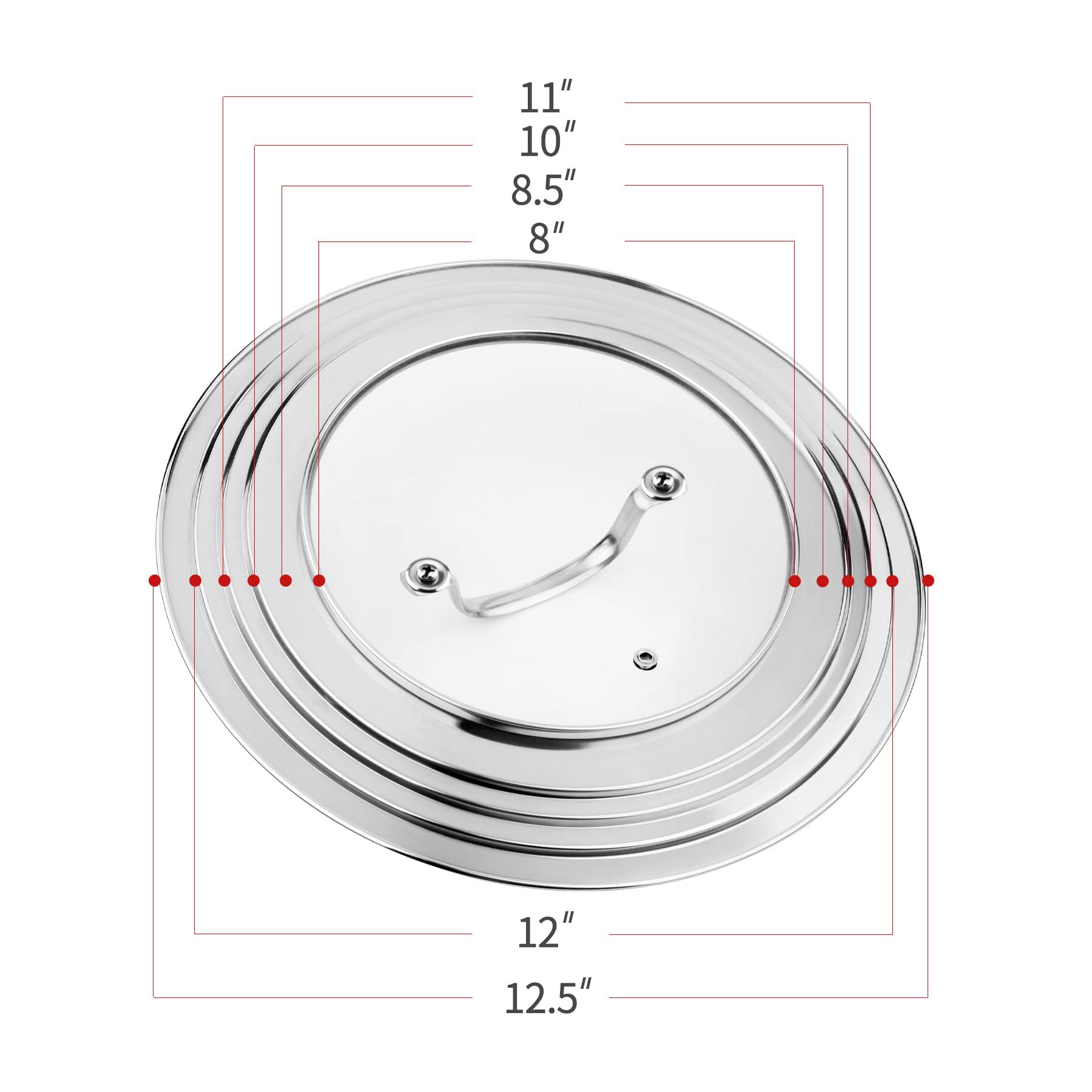 Morikavo Stainless Steel Universal Lid For Pots, Pans And Skillets-Fits 7'' To 12'' Replacement Frying Pan Cover And Cast Iron S