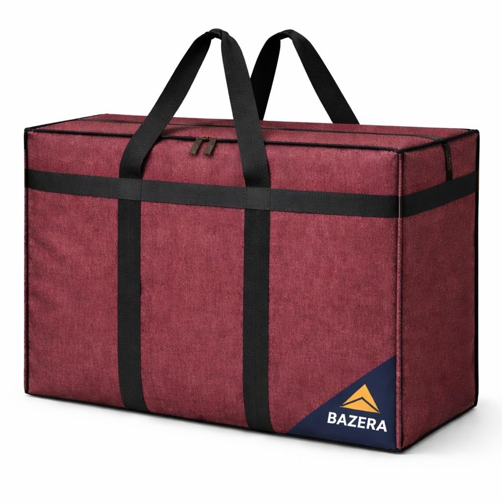Denim Fabric Large Storage Bag For Clothes | Foldable Blanket Organizer With Zipper | Heavy Duty Fabric Storage Box With Strong 