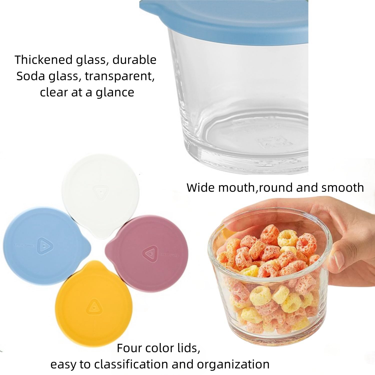 4 Pack 9 Oz Glass Jars With Lids Small Food Storage Containers,Leakproof Mini Glass Container For Food Portion,Overnight Oats,Pi