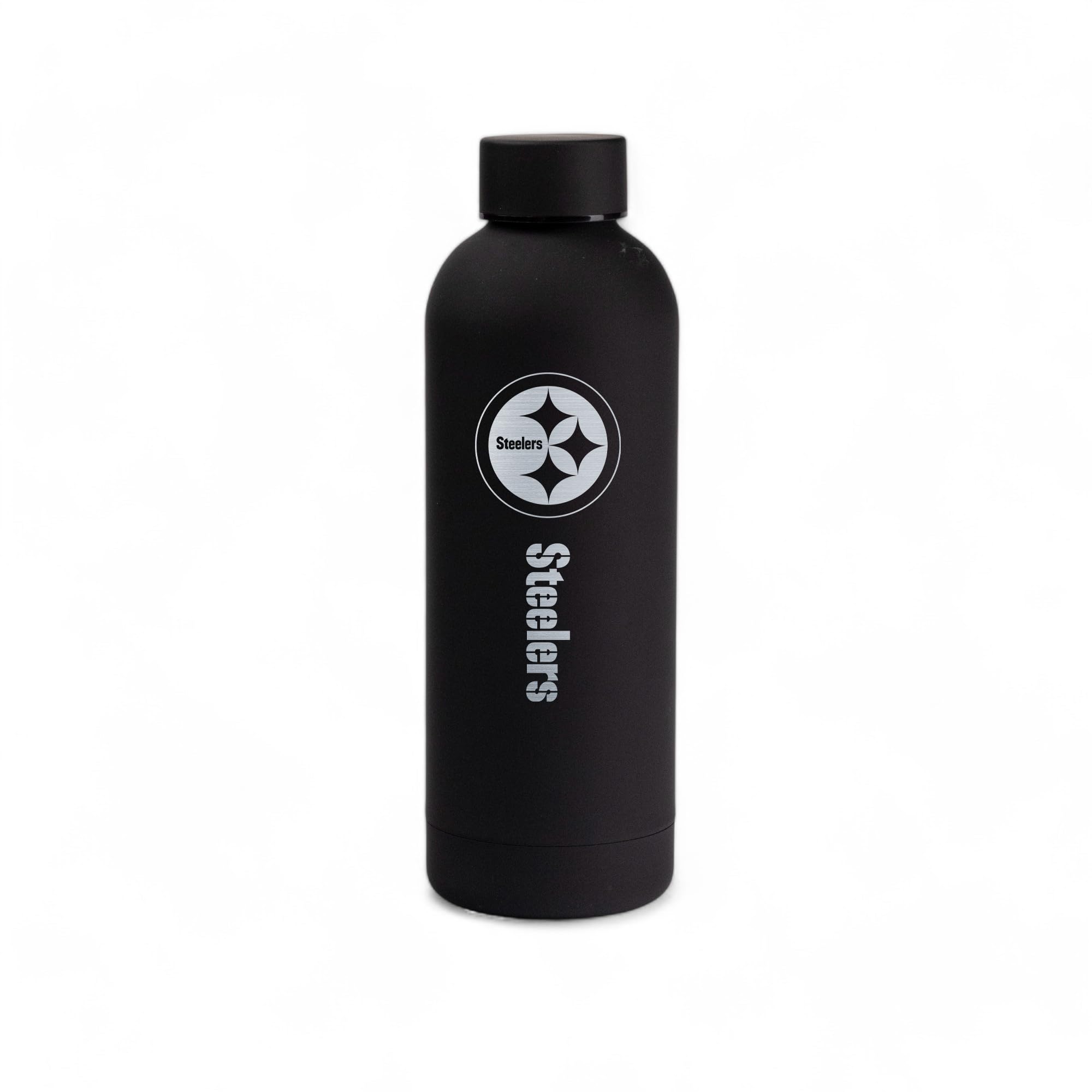 The Memory Company Officially Licensed 17oz Rubberized Water Bottle (Engraved), Pittsburgh Steelers