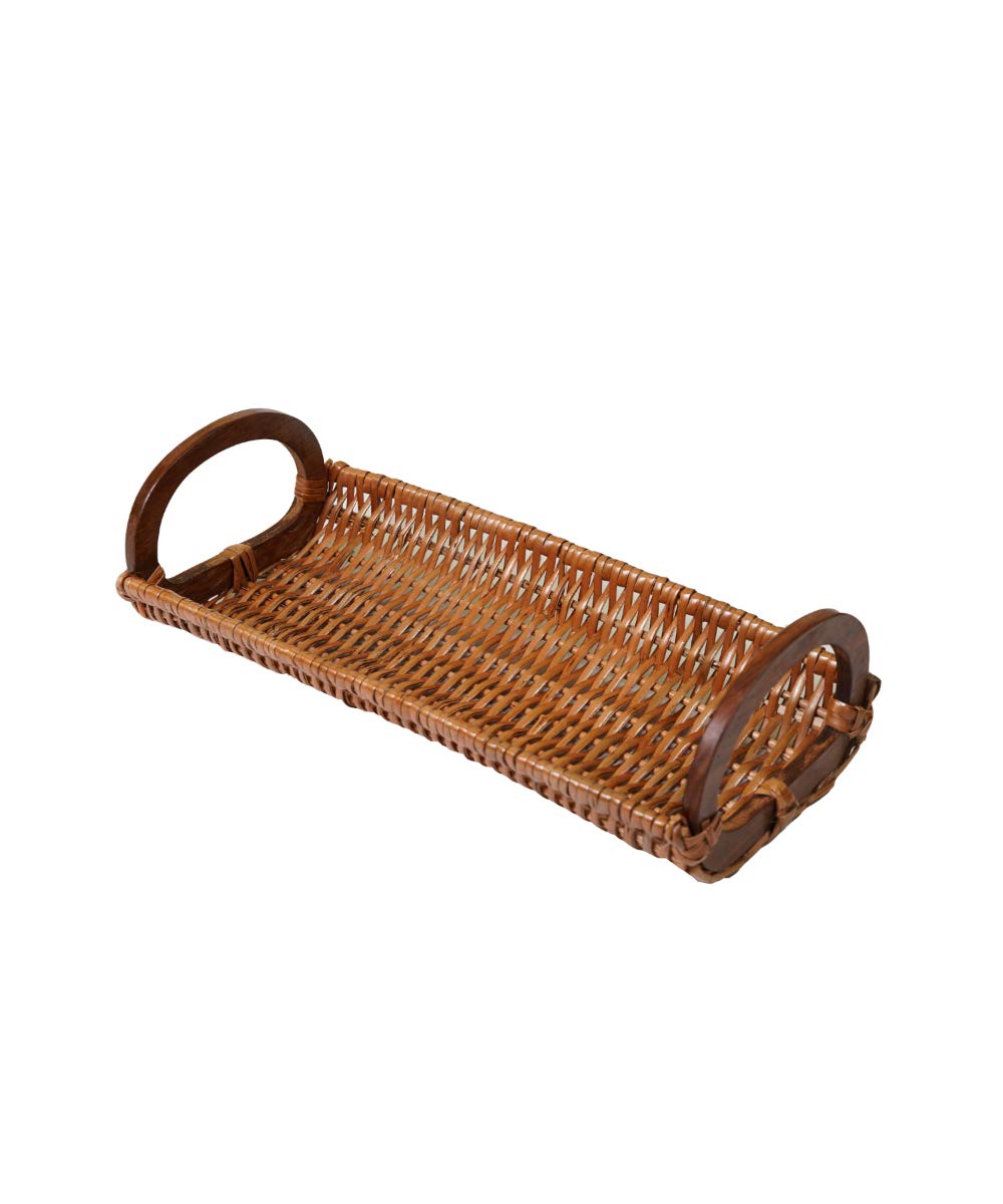 Kadam Haat Handmade Wicker Bread Tray With Handles | Kitchen Counter Top Storage Tray, Decorative Tray | Home And Restaurants Fo