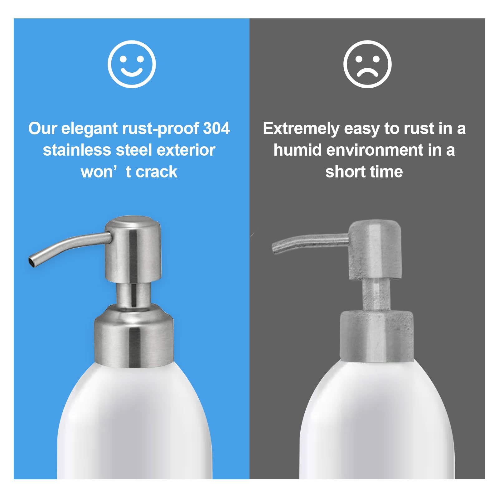 2 Packs Soap Dispenser Pump Replacement For Glass Bottle Stainless Steel Rust Proof Lotion Pump For Kitchen Bathroom Accessories
