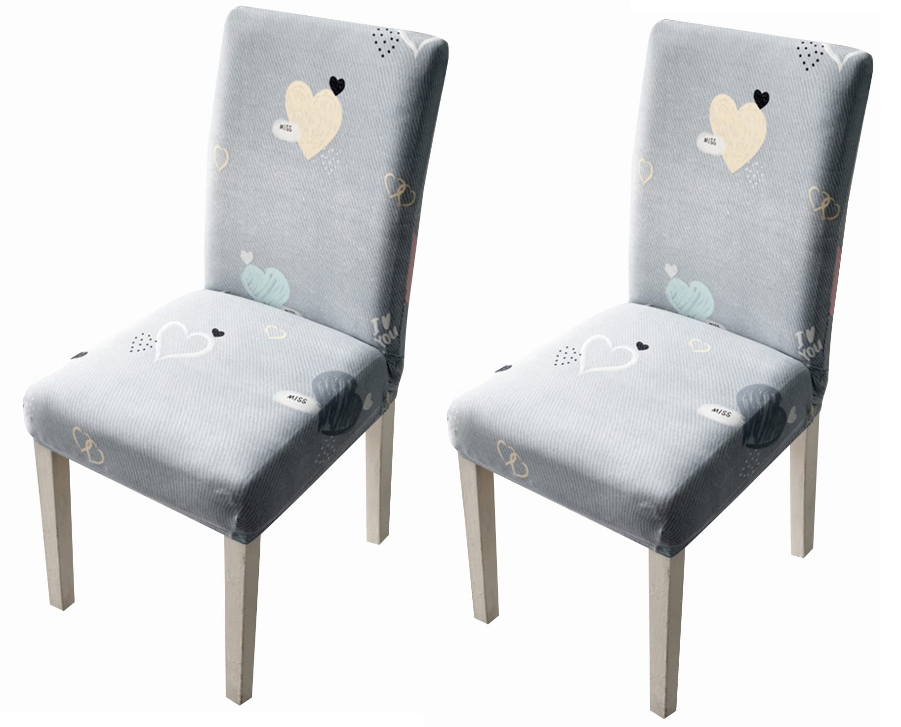House Of Quirk Elastic Chair Cover Stretch Removable Washable Short Dining Chair Cover Protector Seat Slipcover (Pack Of 2, Grey