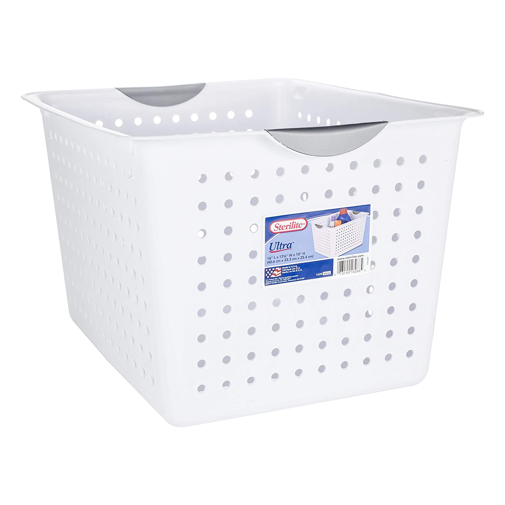 Sterilite Deep Ultra Basket, Open Storage Bin To Organize Closets, Cabinets, Pantry, Shelving And Countertop Space, White, 6-Pac