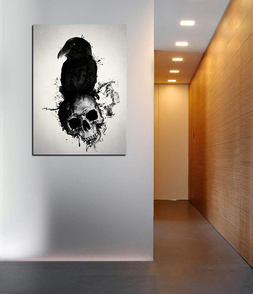 Cortesi Home Raven And Skull Wall Art, 12 In X 16 In, Black