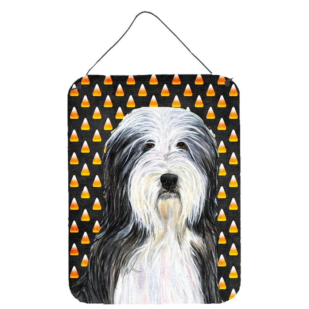 Carolines Treasures SS4290DS1216 Bearded Collie Candy Corn Halloween Portrait Wall or Door Hanging Prints Aluminum Metal Sign K