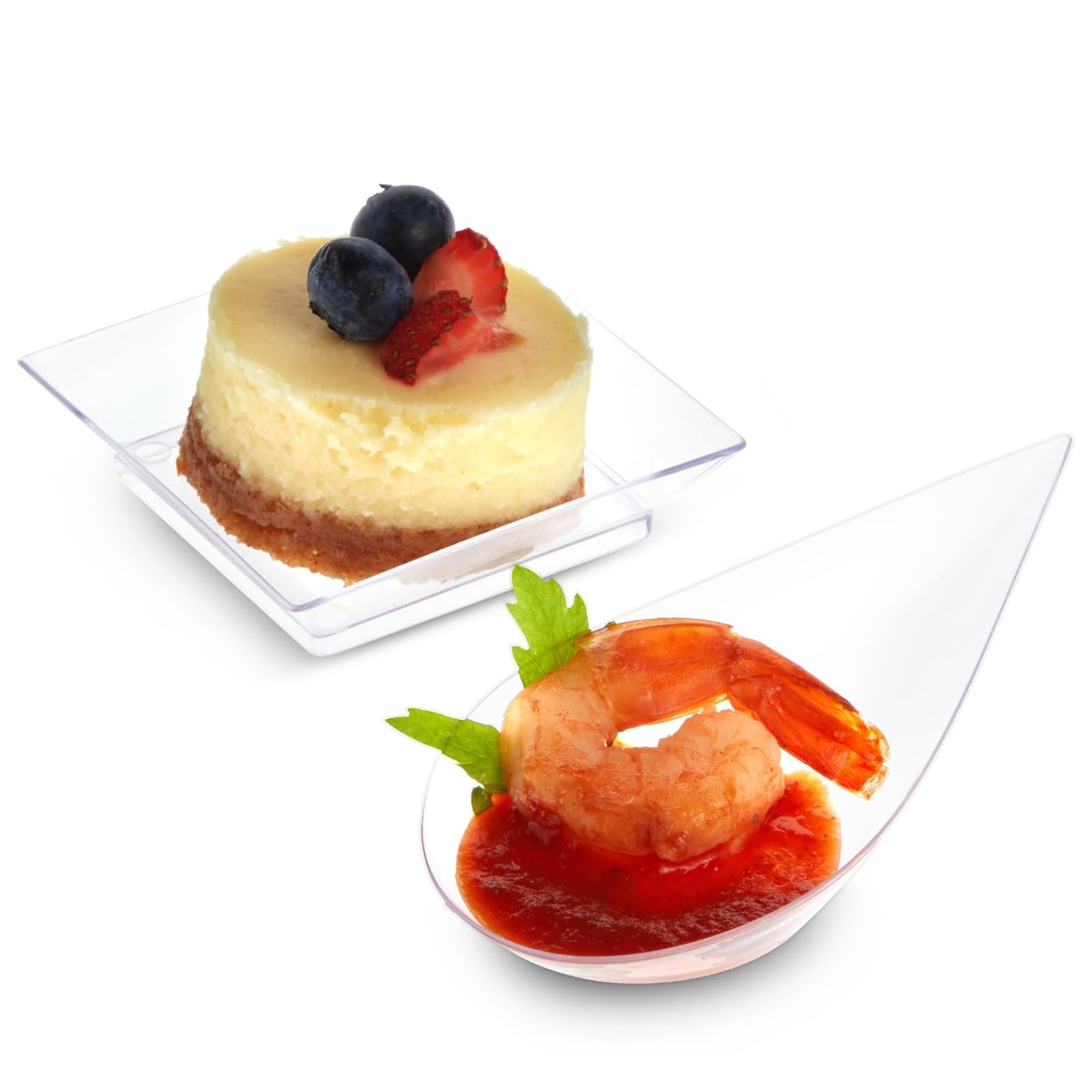 Juvale Mini Appetizer Plates And Tear Drop Spoons For Weddings (Clear, 72 Pieces)