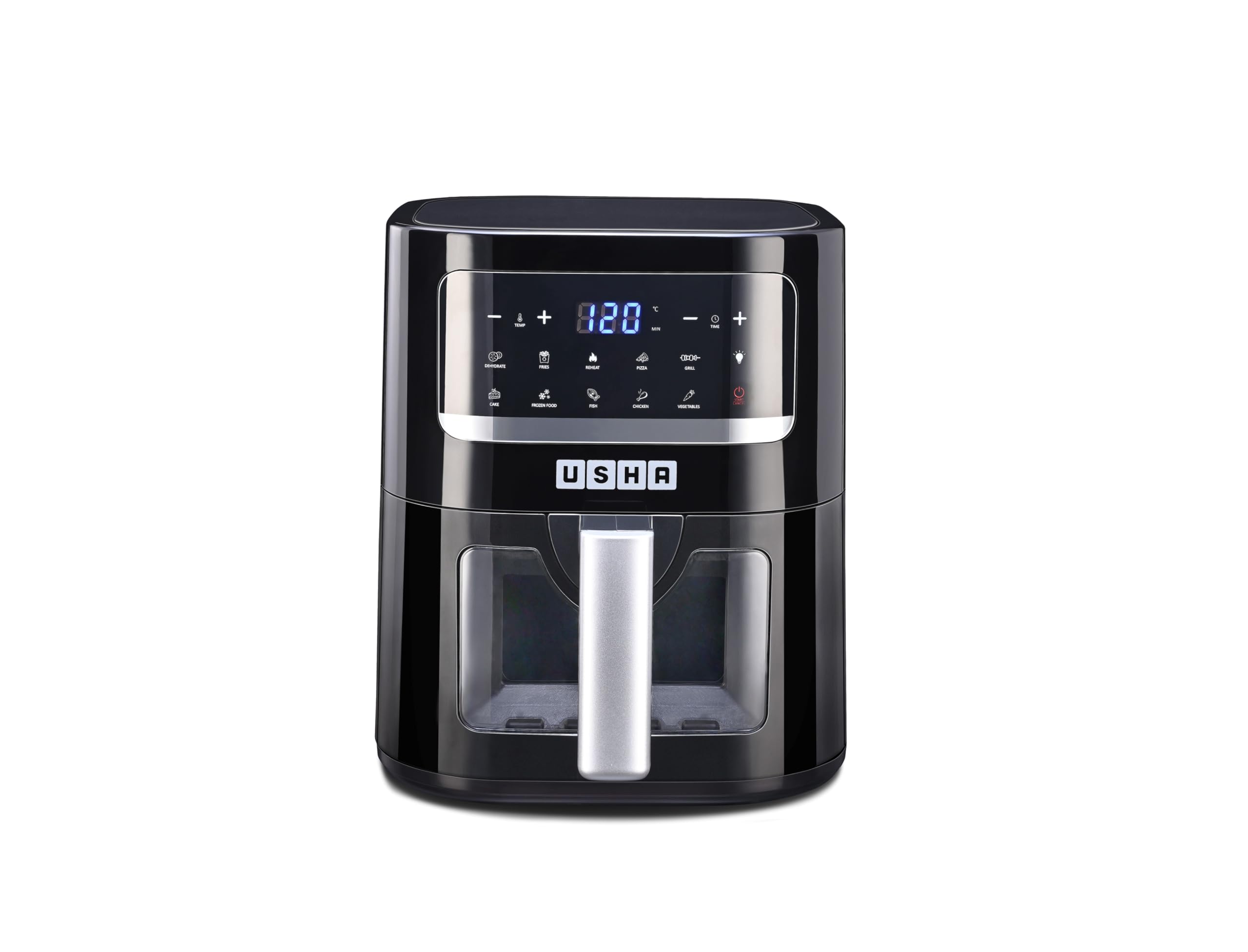 Usha Ichef Smart Air Fryer 4.5L,10 In 1 Functions10 Preset Menu|Digital Display&Touch Panel|Transparent Window|Illuminated Chamb