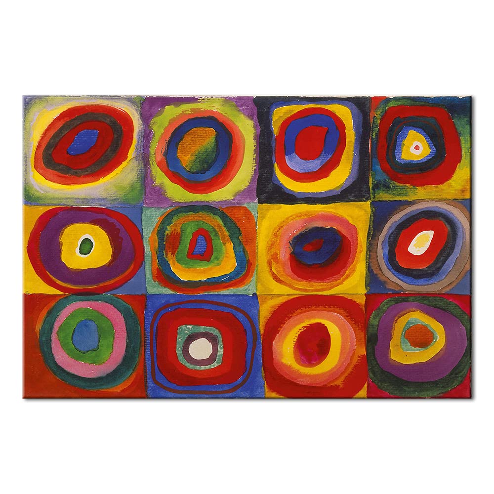Wieco Art Squares With Concentric Circles Canvas Wall Art Print Of Wassily Kandinsky'S Famous Paintings Abstract Wall Art For Wa