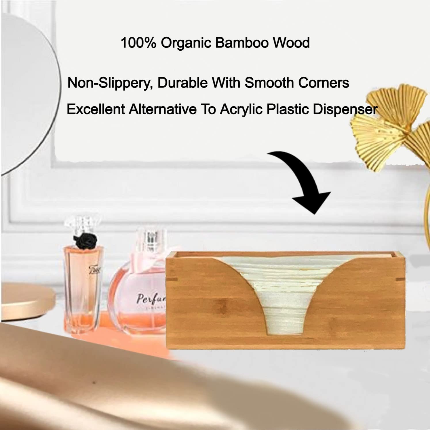 Countertop Multifold Paper Towel Dispenser - Bamboo Wood Folded Paper Towel Holder - For Multifold, Trifold & Z Fold Paper Hand