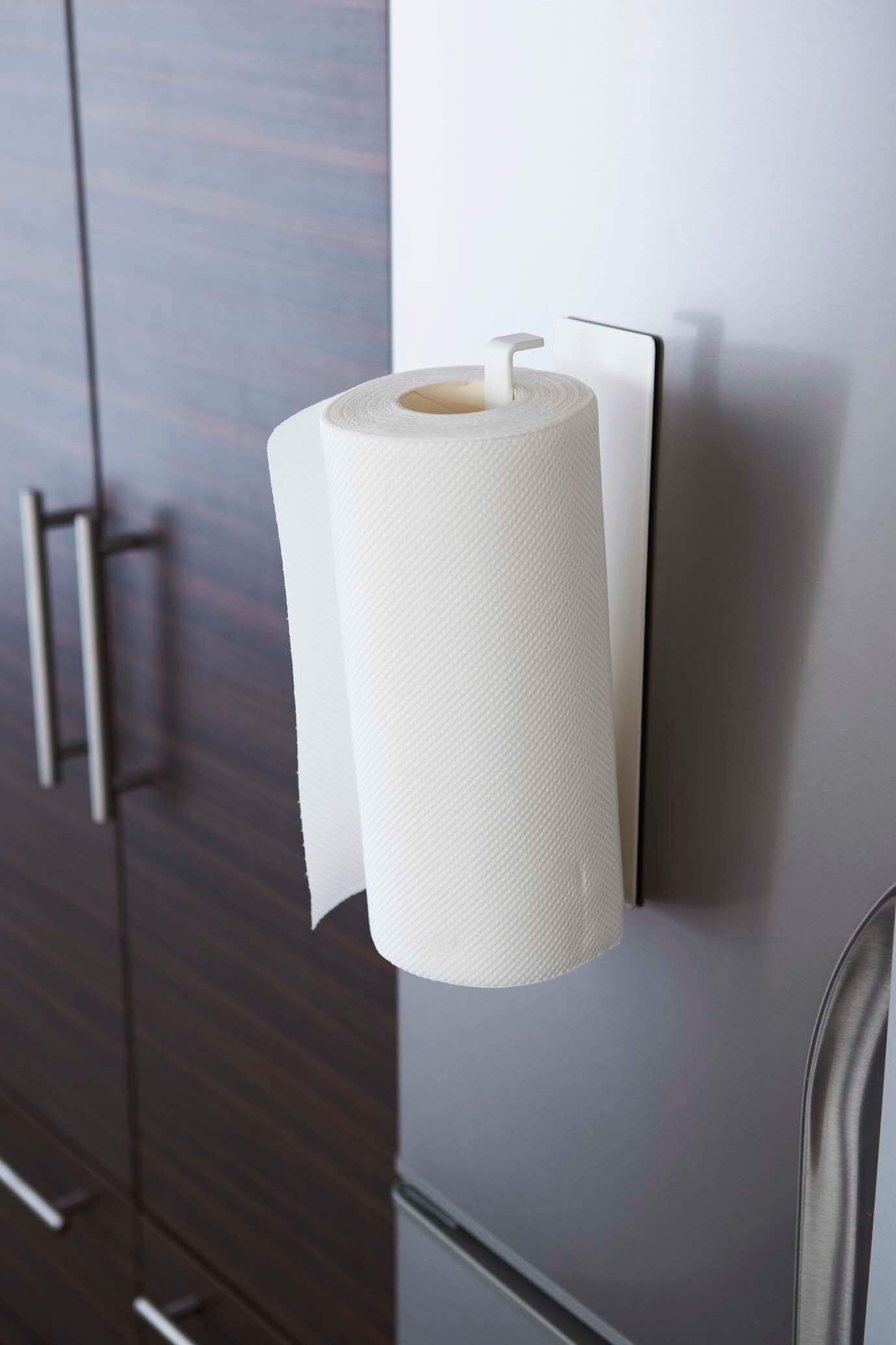 Yamazaki Home Plate Magnet Paper Towel Holder - Kitchen Storage, Magnetic Organizer - Steel