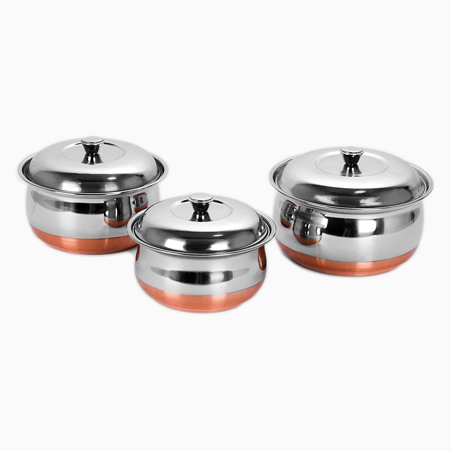 Sumeet Stainless Steel Copper Bottom Multipurpose Cook & Serve Handi With Lid - 3 Pcs Set