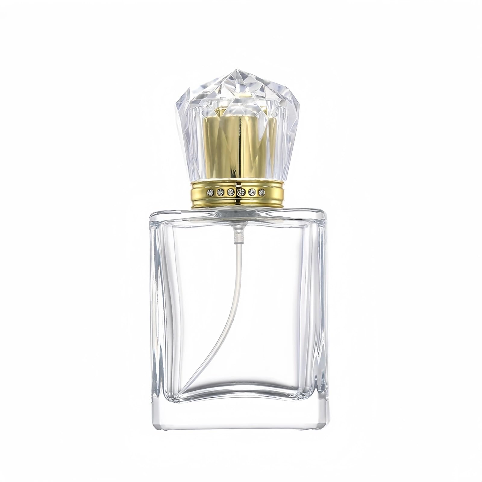 50ml Refillable Spray Perfume Bottles Crown Diamond Fine Mist Atomizer Empty Glass Essential Oil Container for Travel (Gold)
