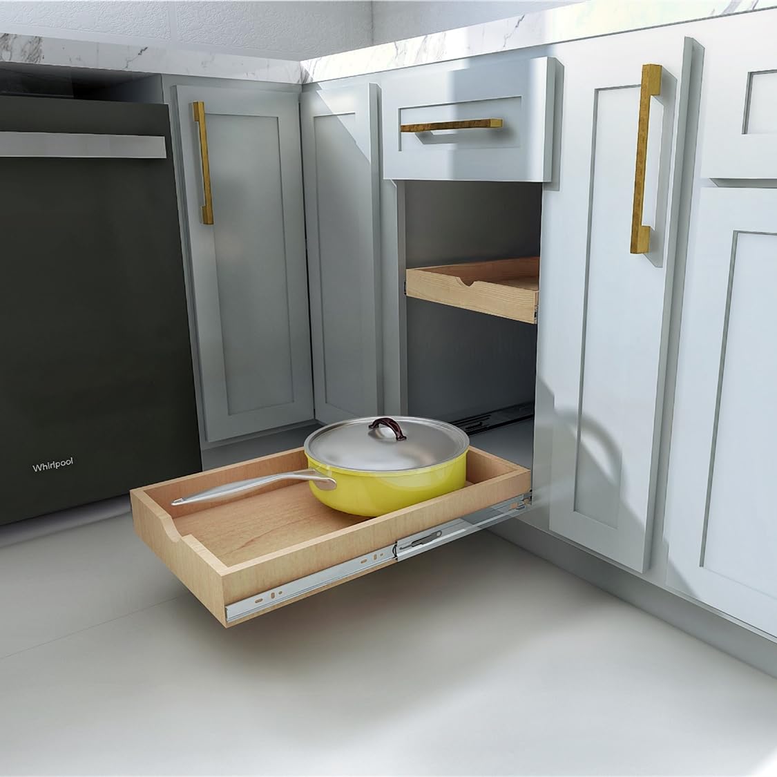 17'' Width Pull Out Drawer Garbage Drawer Roll Out Tray Wood Pull Out Drawer Box Kitchen Cabinet Organizer Cabinet Slide Out She