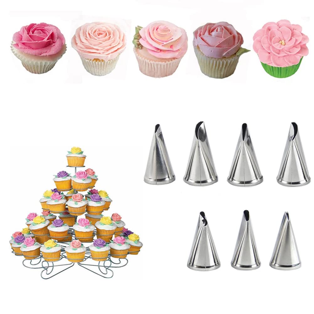 Rose Petal Piping Tips,Flower Icing Piping Nozzles Tips Set For Frosting Pastry Cake Decorating Tools,7 Pcs