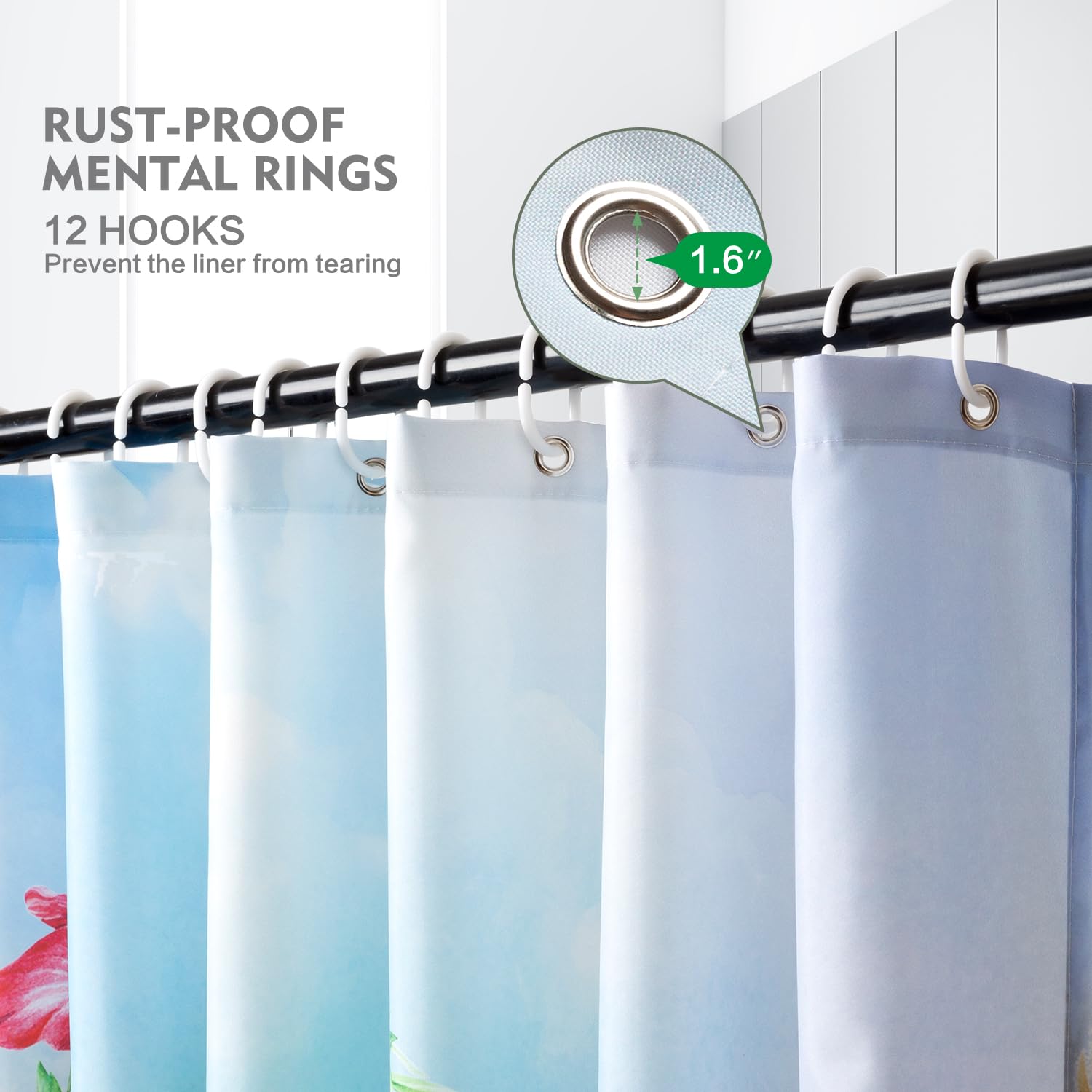 Lokigo Colorful Flower Shower Curtain Modern Farmhouse Shower Curtains For Bathroom Gray Wood Bird Bathroom Shower Curtain Water