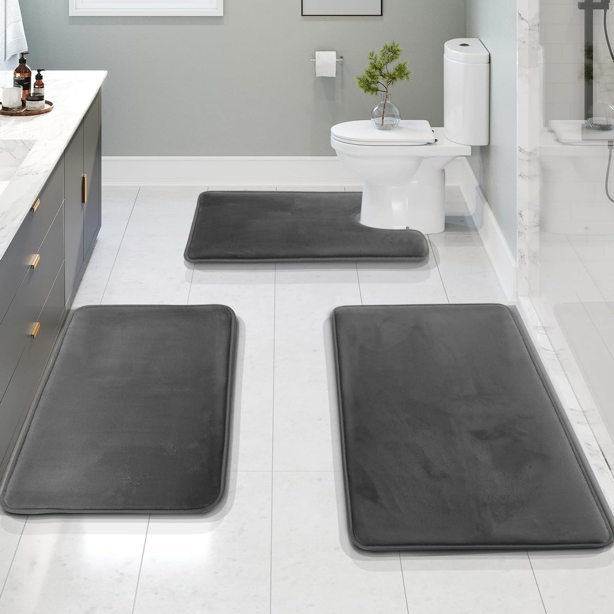 Clara Clark Bathroom Rugs, Velvet Memory Foam Bath Mat, Non-Slip Bath Rugs, Machine Wash, Dries Quickly, Ultra Soft Plush Bath M