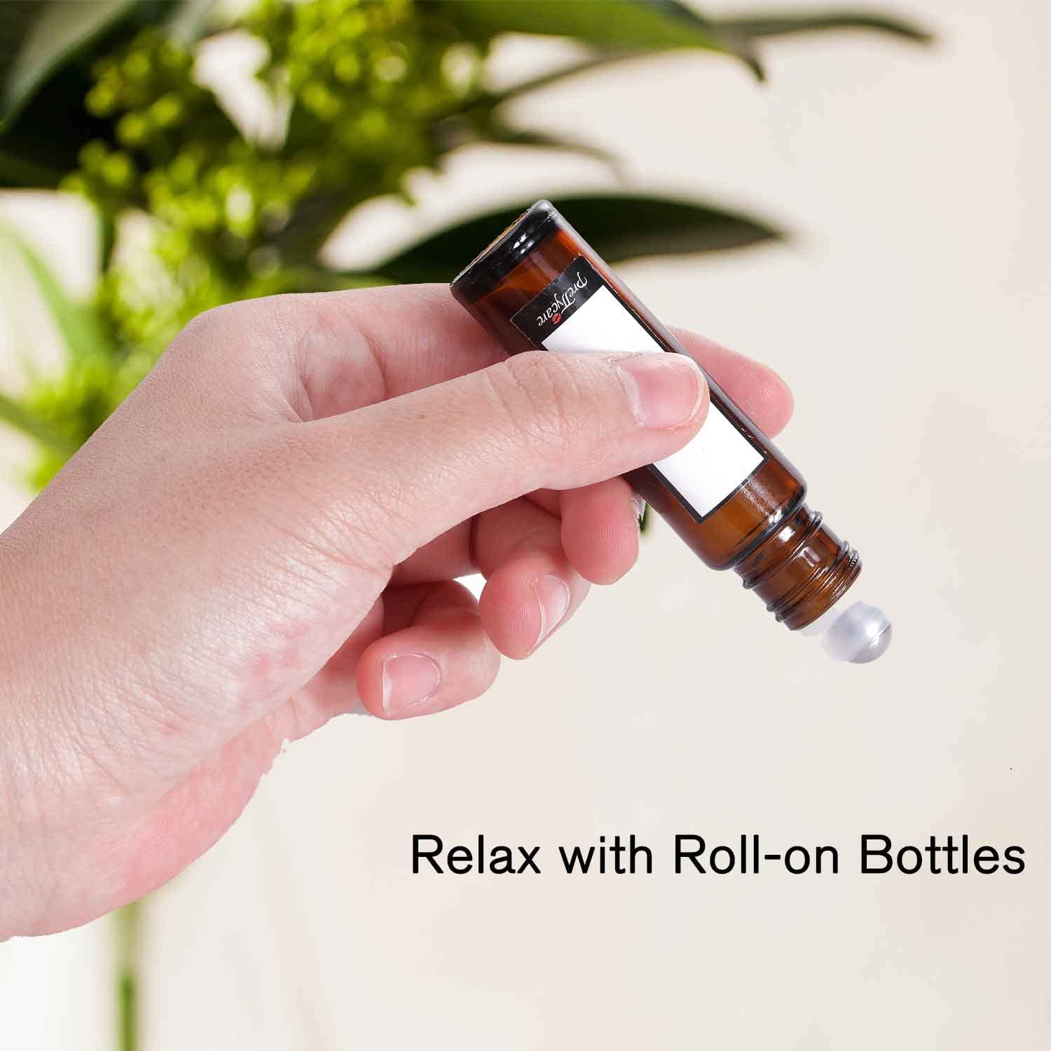 Prettycare Essential Oil Roller Bottles For Oils 10Ml Glass Amber Perfume Bottles Empty With Extra Roller Balls, Opener, Funnel,