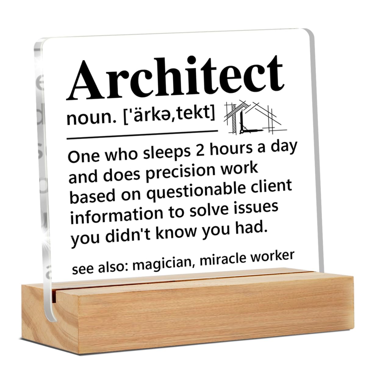 Architect Gifts for Men Women, Funny Architecture Architectural Engineering Gifts, Architect Definition Clear Desk Decorative Si