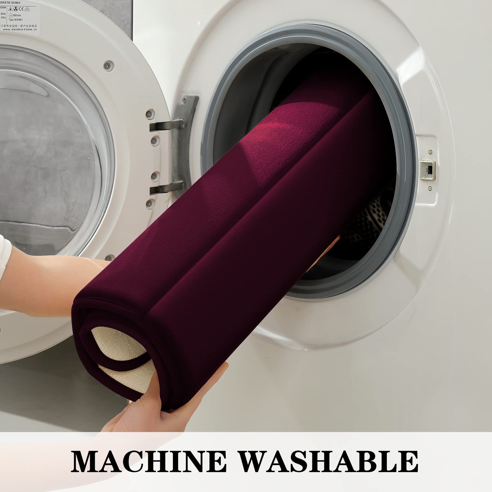 Bysure Bathroom Rugs Sets 2 Piece, Memory Foam Non Slip Extra Soft Absorbent Machine Washable Toilet Bath Mats (Burgundy, 17X24+