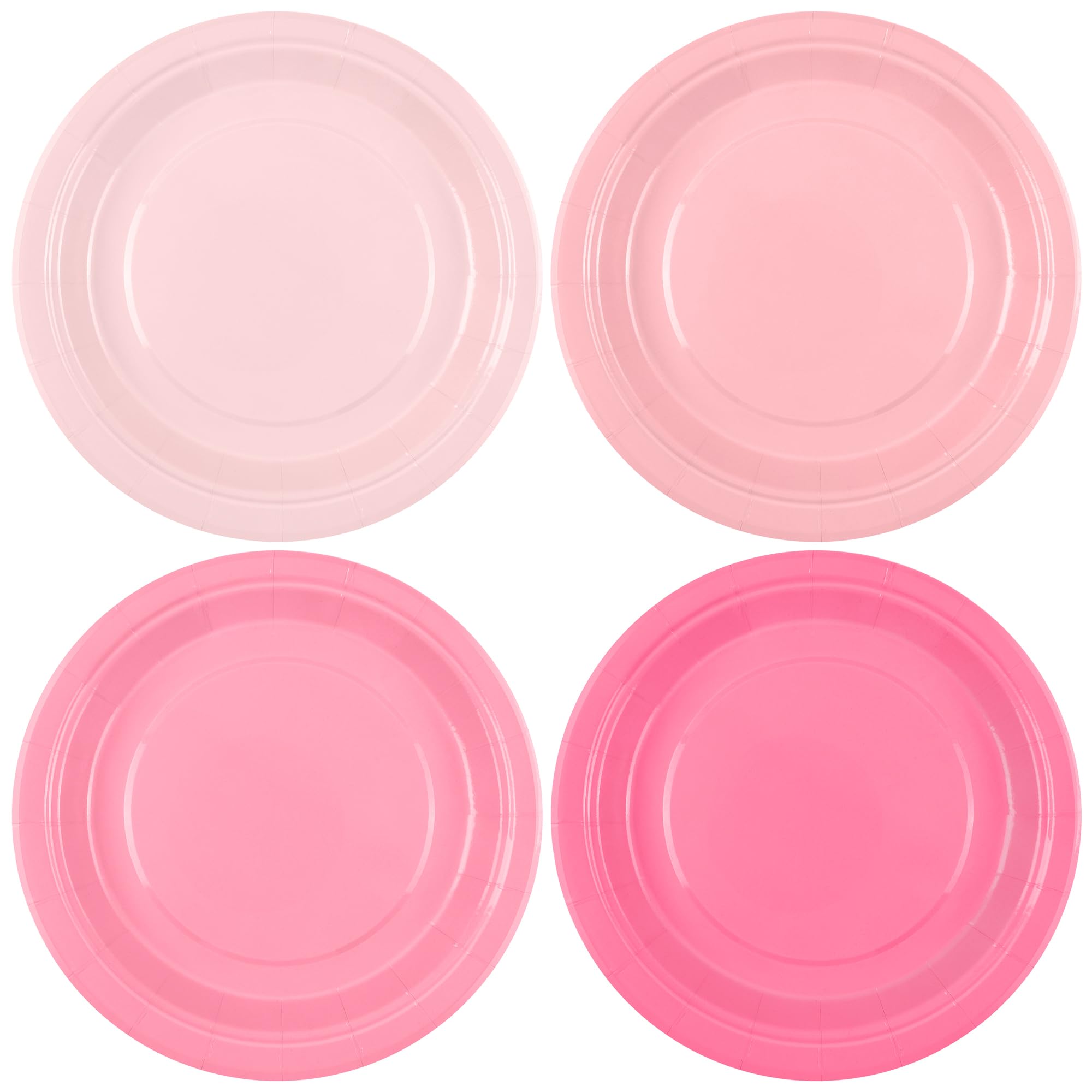 Breroa 72 Pieces Gradient Pink Paper Plates 7 Inch Bulk Paper Plates Disposable Round Dessert Plates Heavy Duty Solid Color Pape