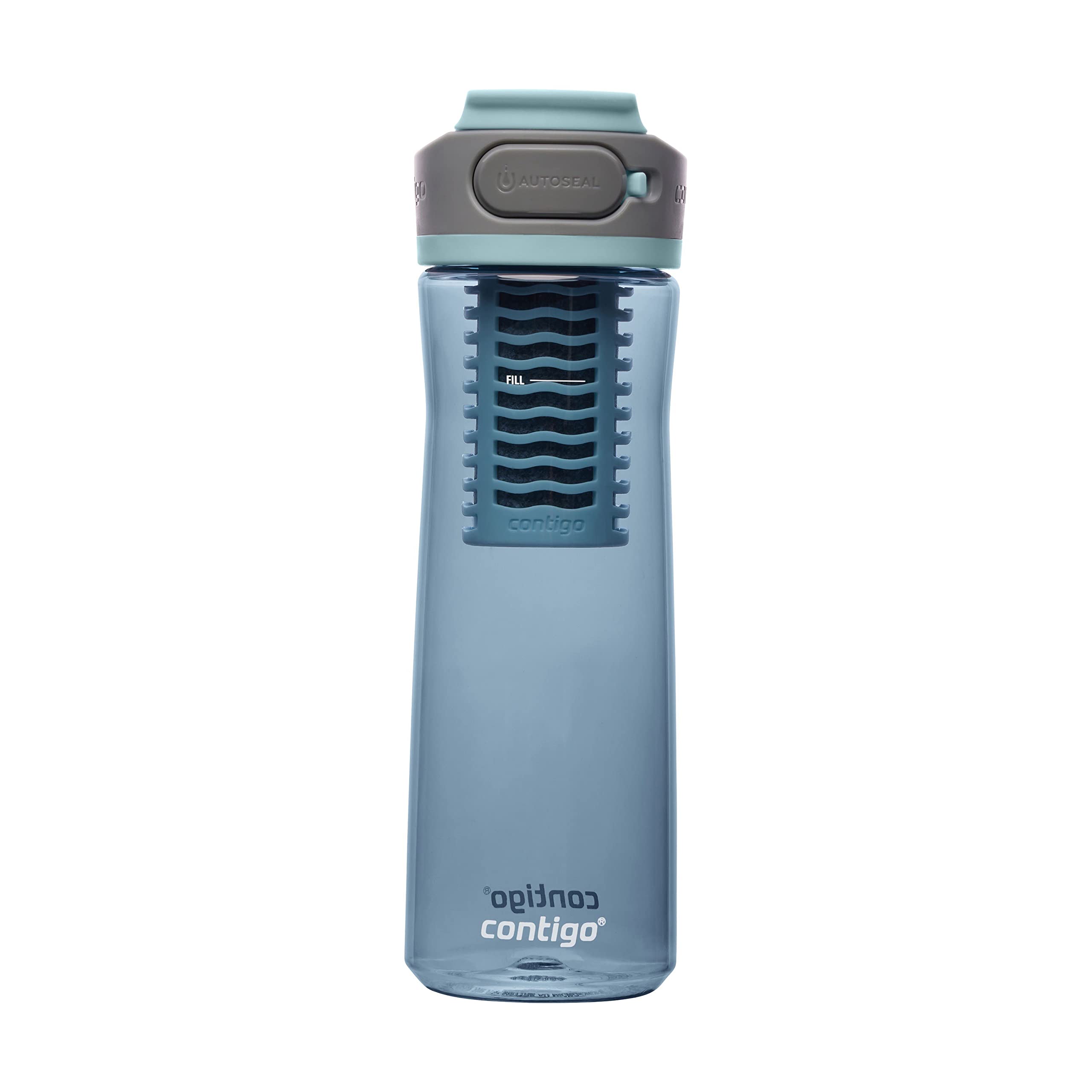 Contigo Clybourn Plastic FreeFlow Filter Water Bottle with AUTOSEAL spill-proof Lid 24oz., Dark Ice