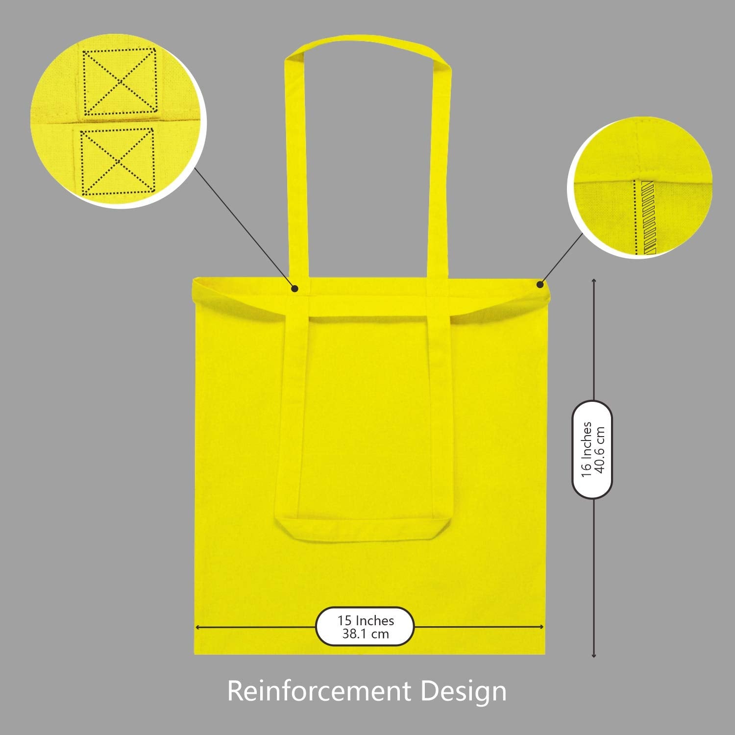 Topdesign 24-Pack Economical 16''X15'' Yellow Cotton Tote Bag, Lightweight Medium Reusable Grocery Shopping Cloth Bags, Suitable