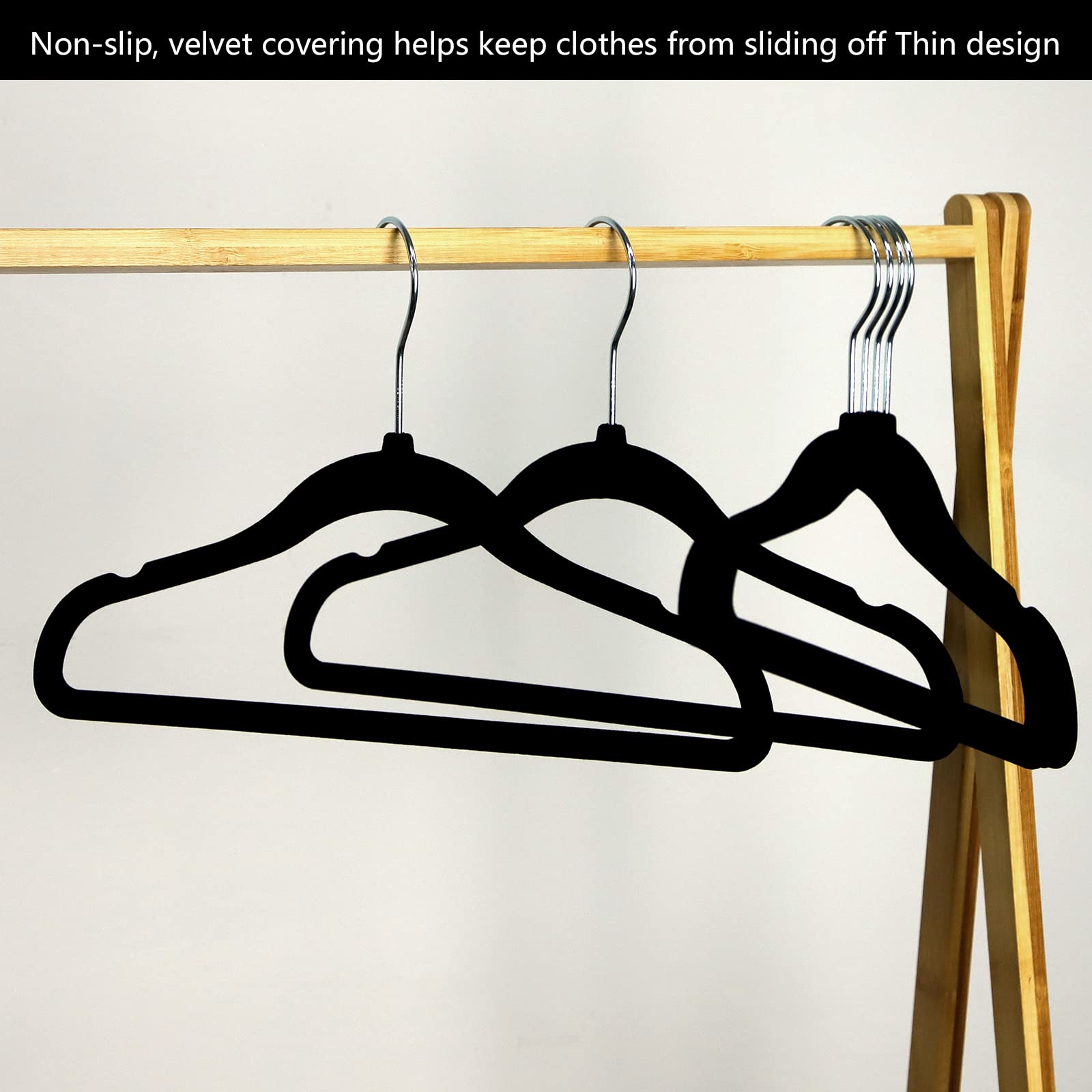 Goodtou Kids Hangers Black Baby Hangers Velvet Non Slip Infant Toddler Hangers 50 Pack Baby Clothes Hangers For Closet