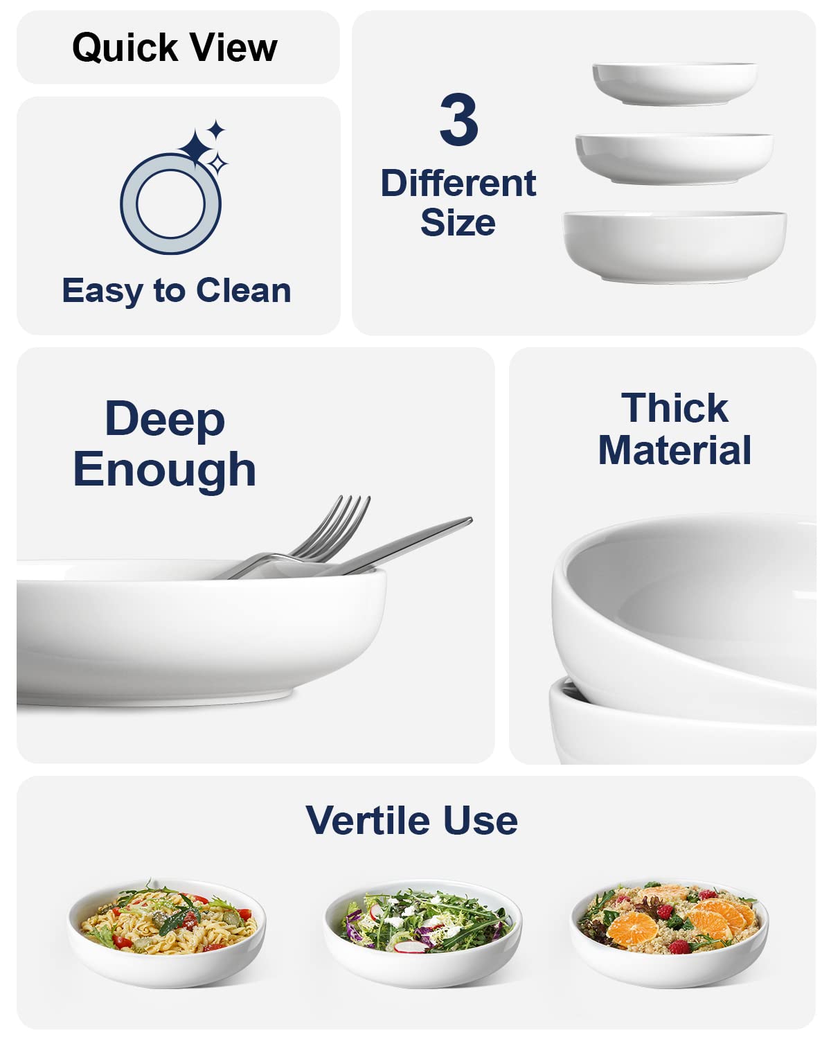 Le Tauci Pasta Bowls 32 Ounce, Large Salad Bowls And Serving Bowls, Soup Bowl, Ceramic Pasta Plates - Set Of 4, White