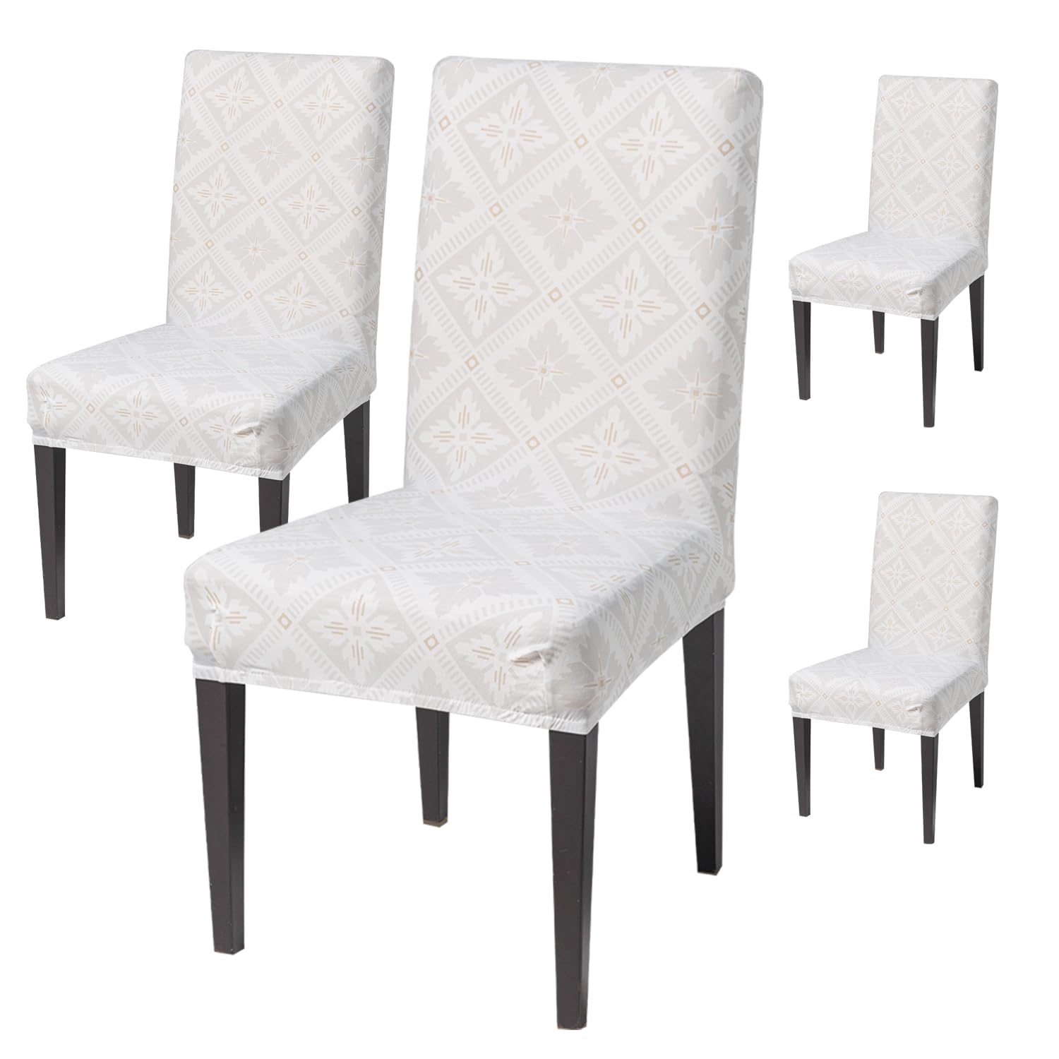 House Of Quirk Elastic Chair Cover Stretch Removable Washable Short Dining Chair Cover Protector Seat Slipcover (Pack Of 4, Dese