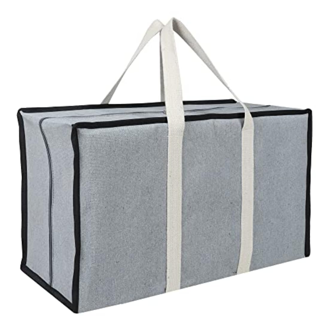 Double R Bags 90L Extra Large Heavy Duty Storage Bag (Grey Canvas, 71X28X38 Cm) | Oxford Fabric Foldable Moving Tote Organizer F