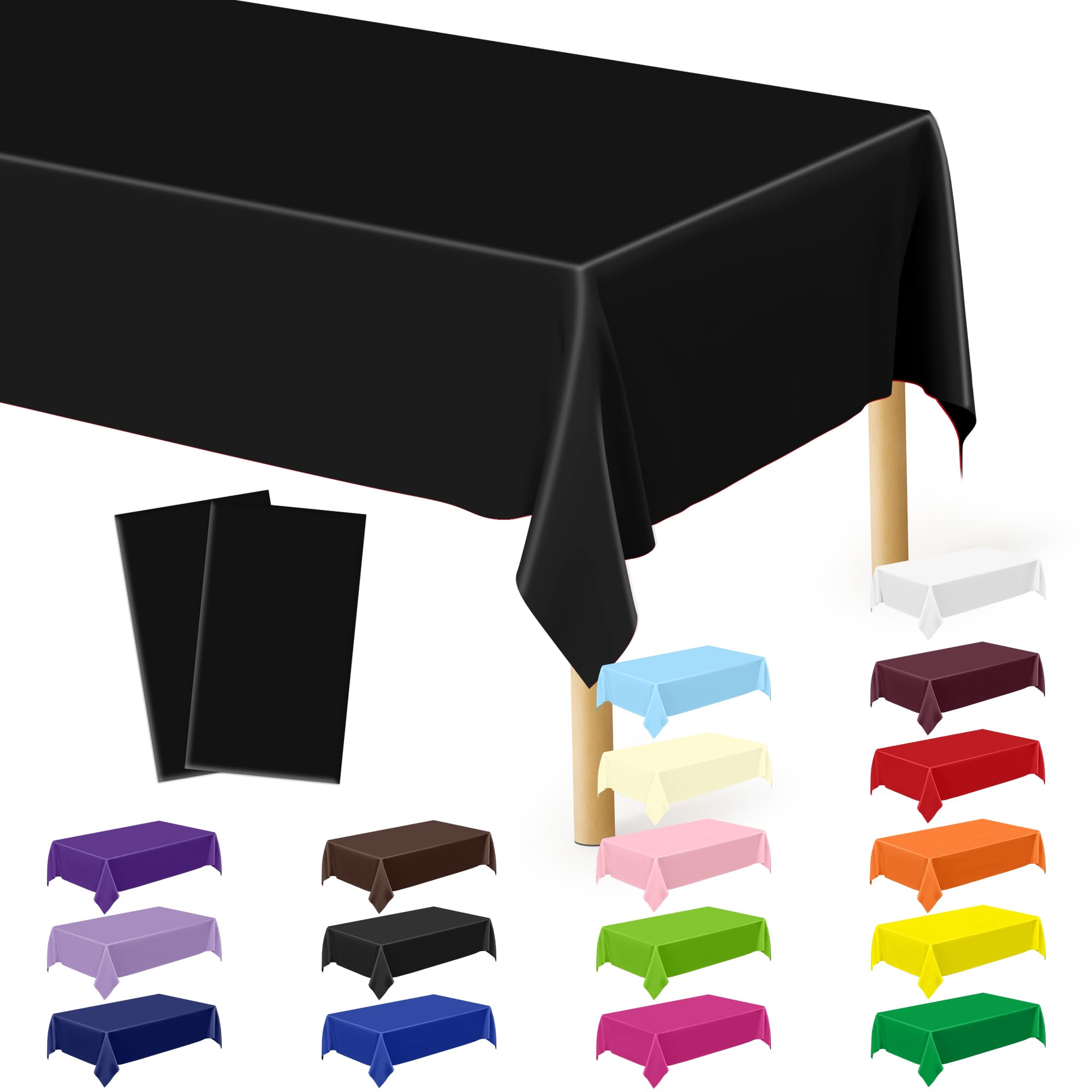 QZYL 2 Pack Halloween Table Cloths, 54 in x 108 in Pumpkin Party Decorations, Purple Black Tablecloth Disposable Plastic Table C